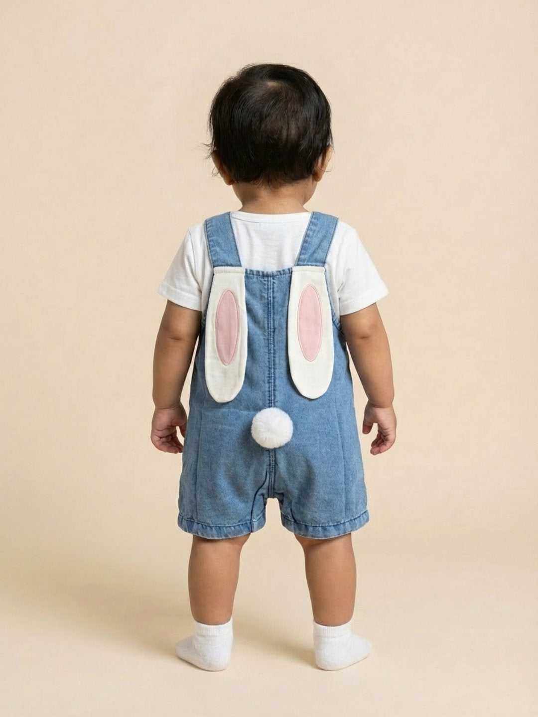 Biglilpeople Girls Blue Square Neck Sleeveless Dungaree