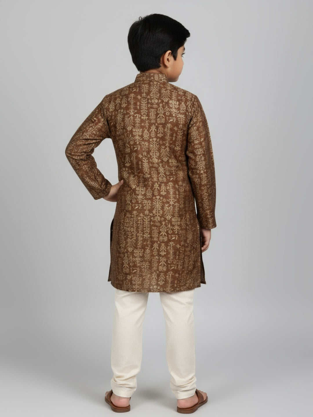Boys Printed Straight Kurta with Churidar