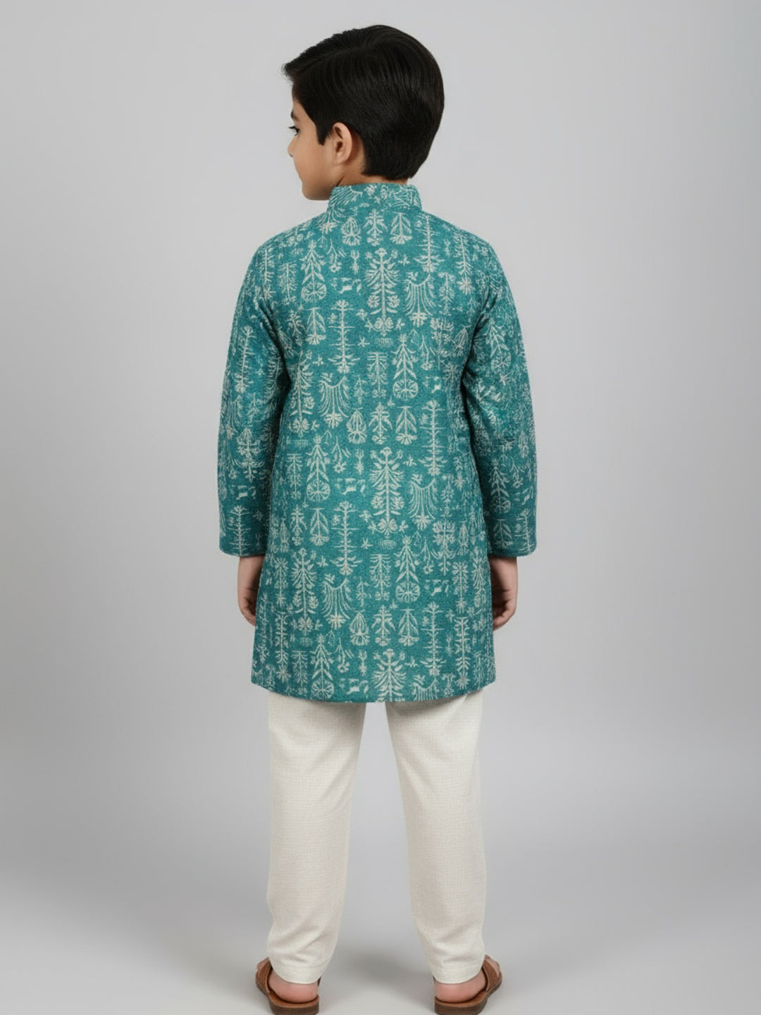 Boys Printed Straight Kurta with Churidar