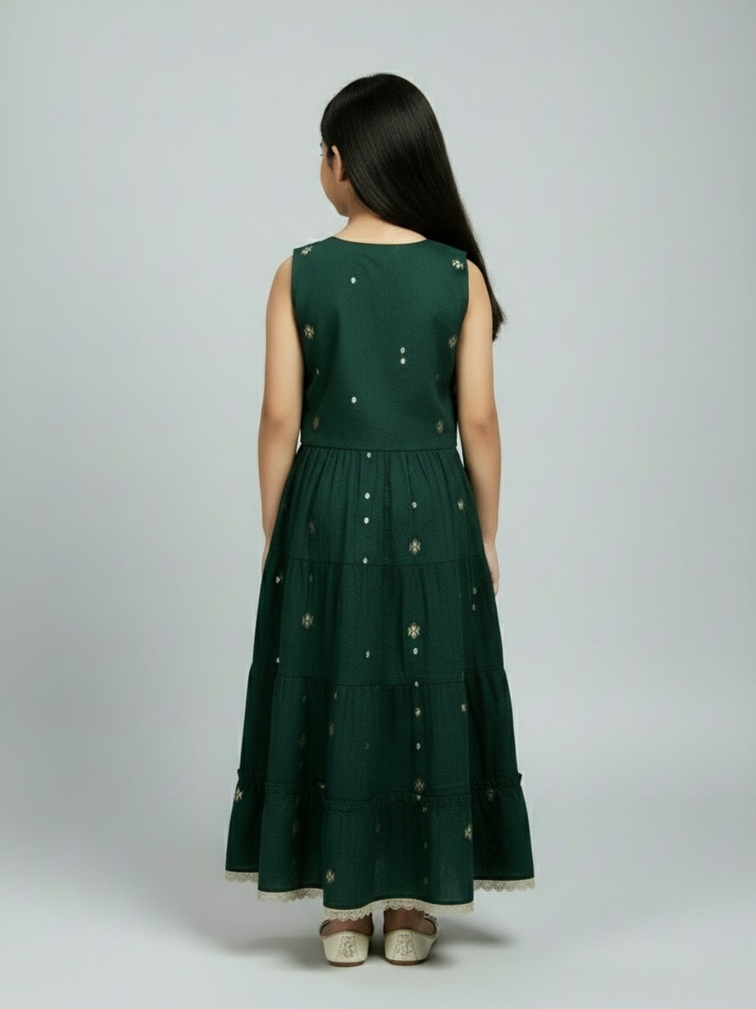 Biglilpeople Girls Printed Round Neck Sleeveless Lehenga Choli Set