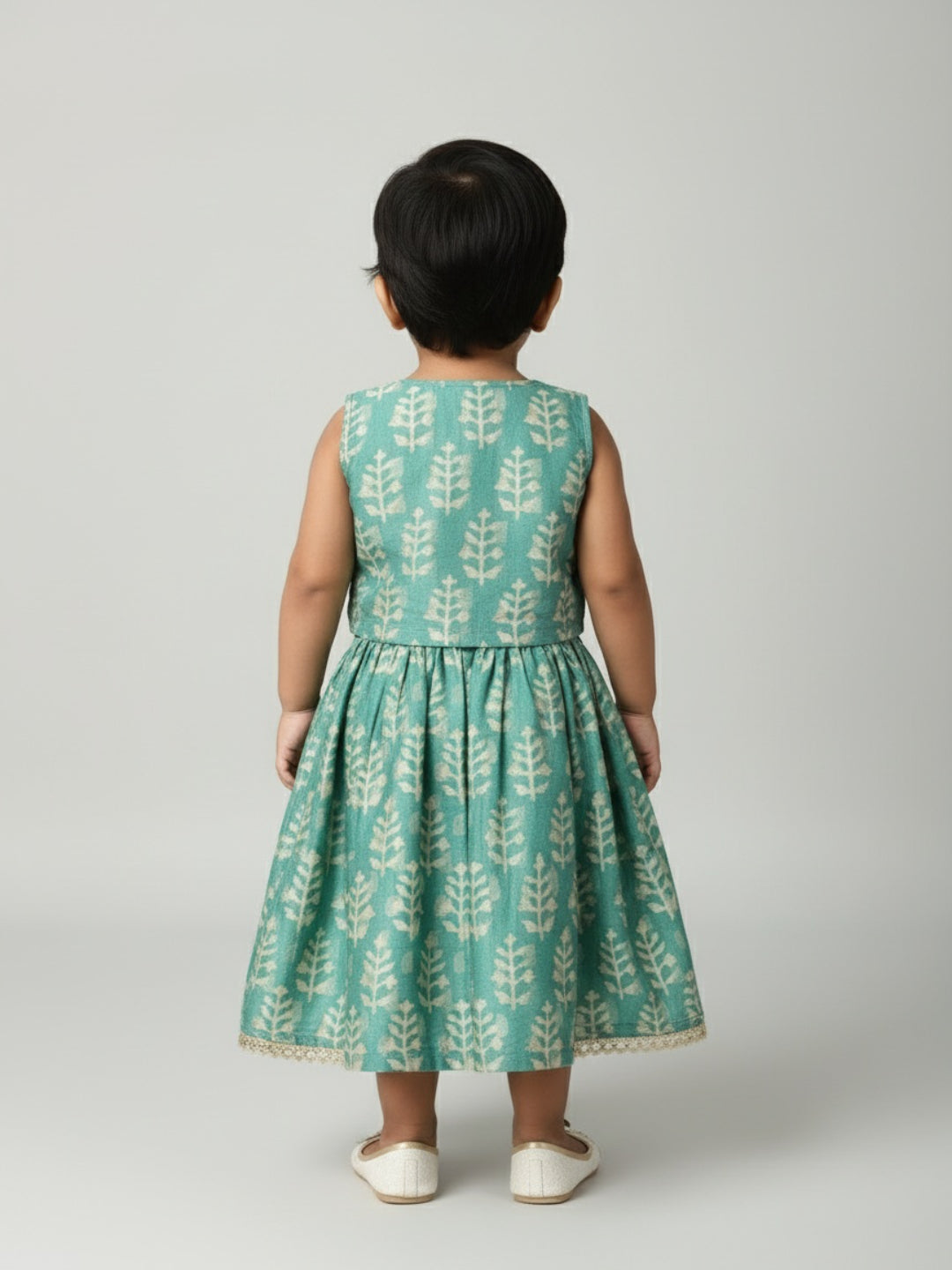 Biglilpeople Infant Girls Printed Round Neck Sleeveless Lehenga Choli Set