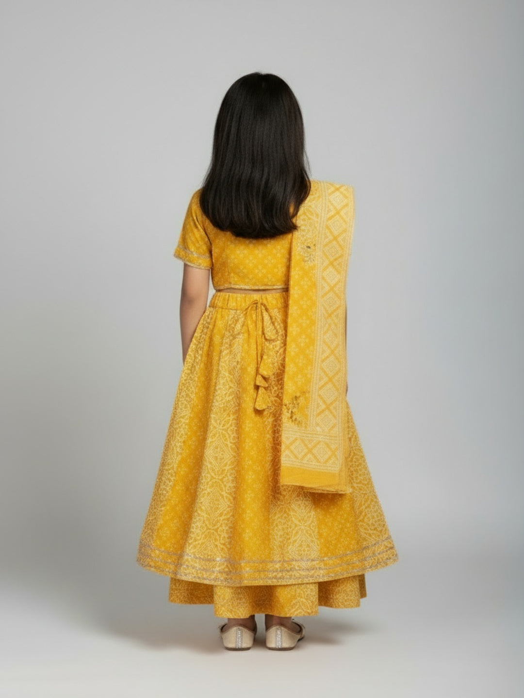 Biglilpeople Girls Printed Ethnic Lehenga Choli Set with Dupatta