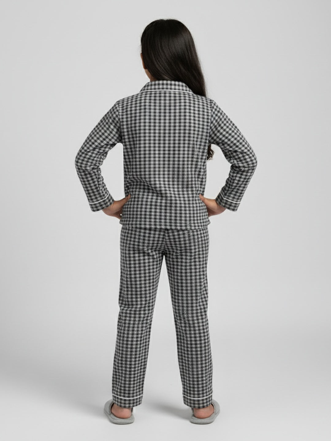 Biglilpeople Cotton Checks Black Night Suit