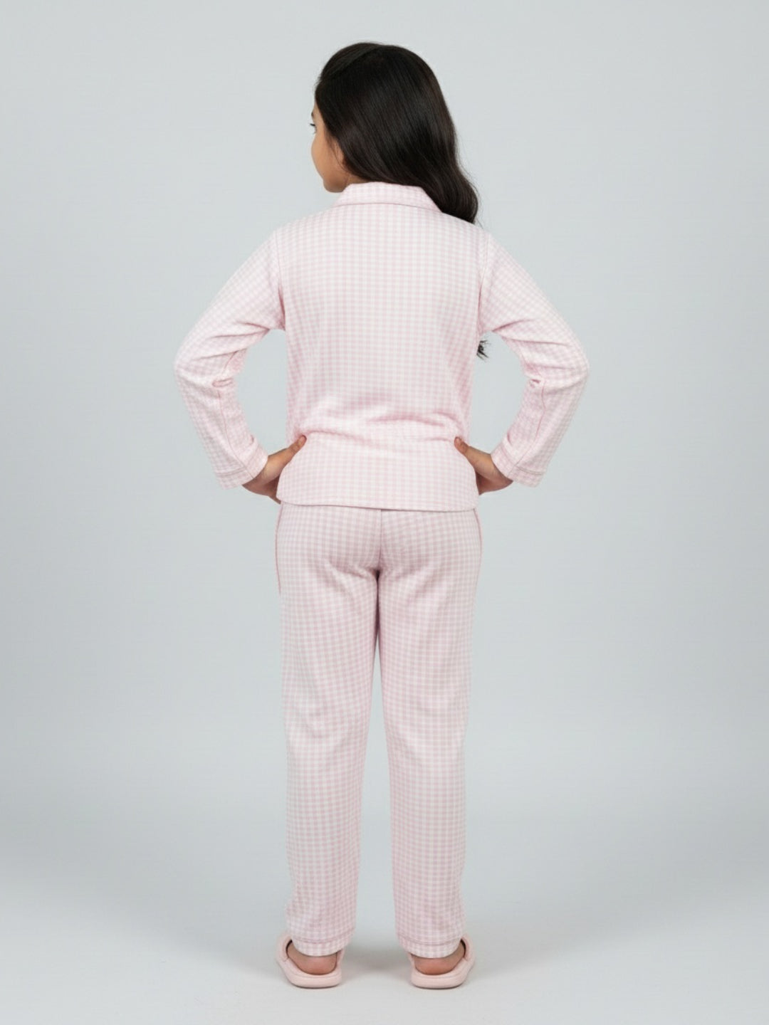 Biglilpeople Cotton Checks Pink Night Suit