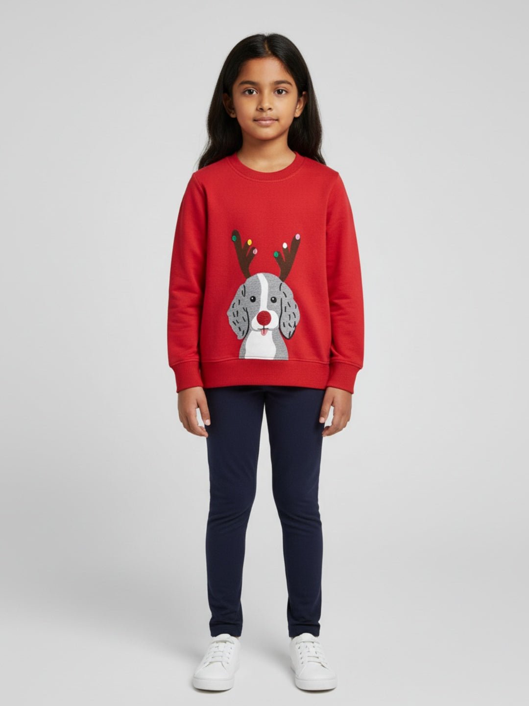 Biglilpeople Reindeer Print Red Sweatshirt
