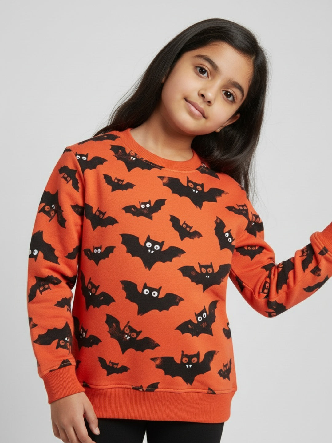 Biglilpeople Bat Print Orange Sweatshirt