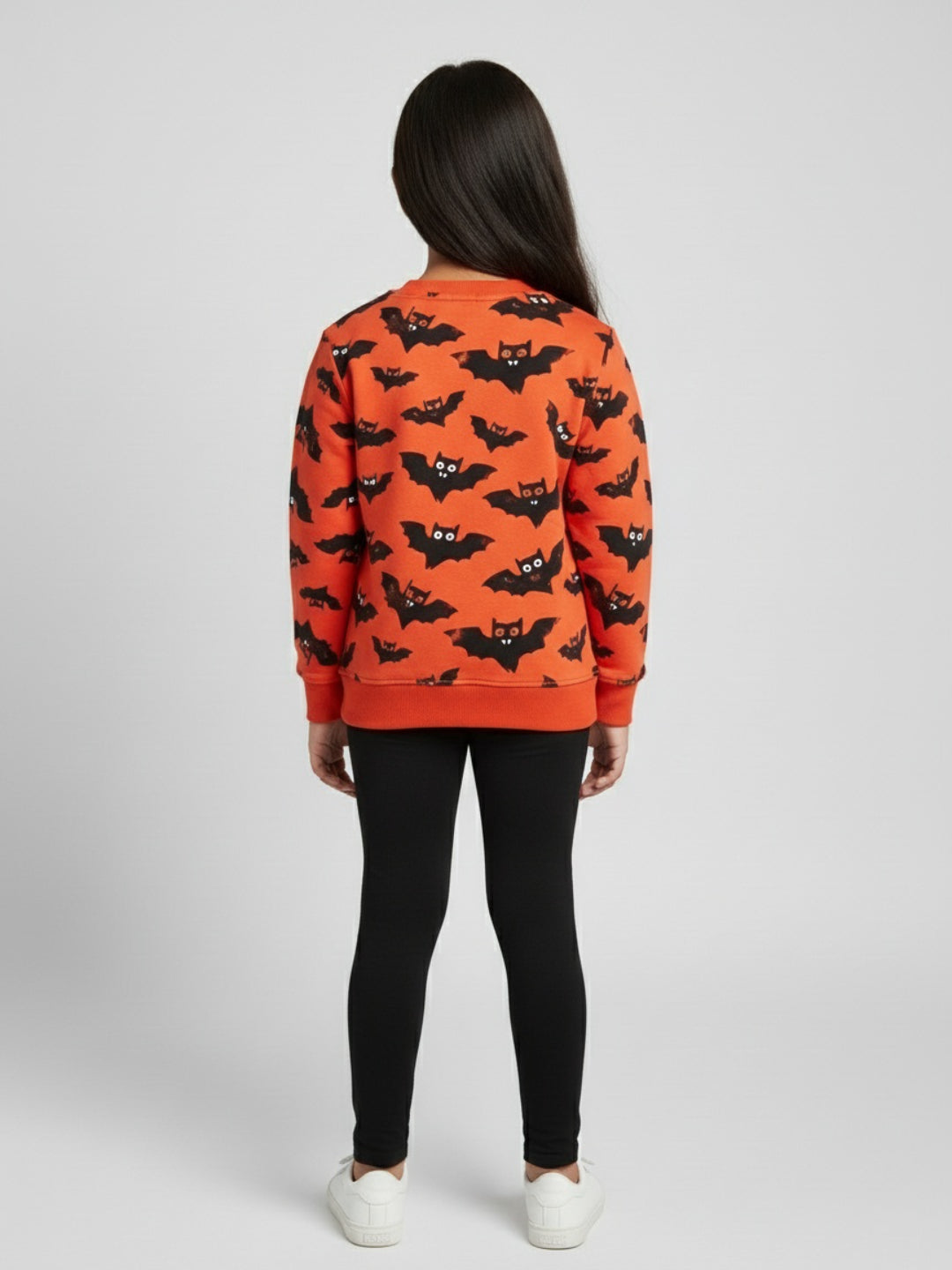 Biglilpeople Bat Print Orange Sweatshirt