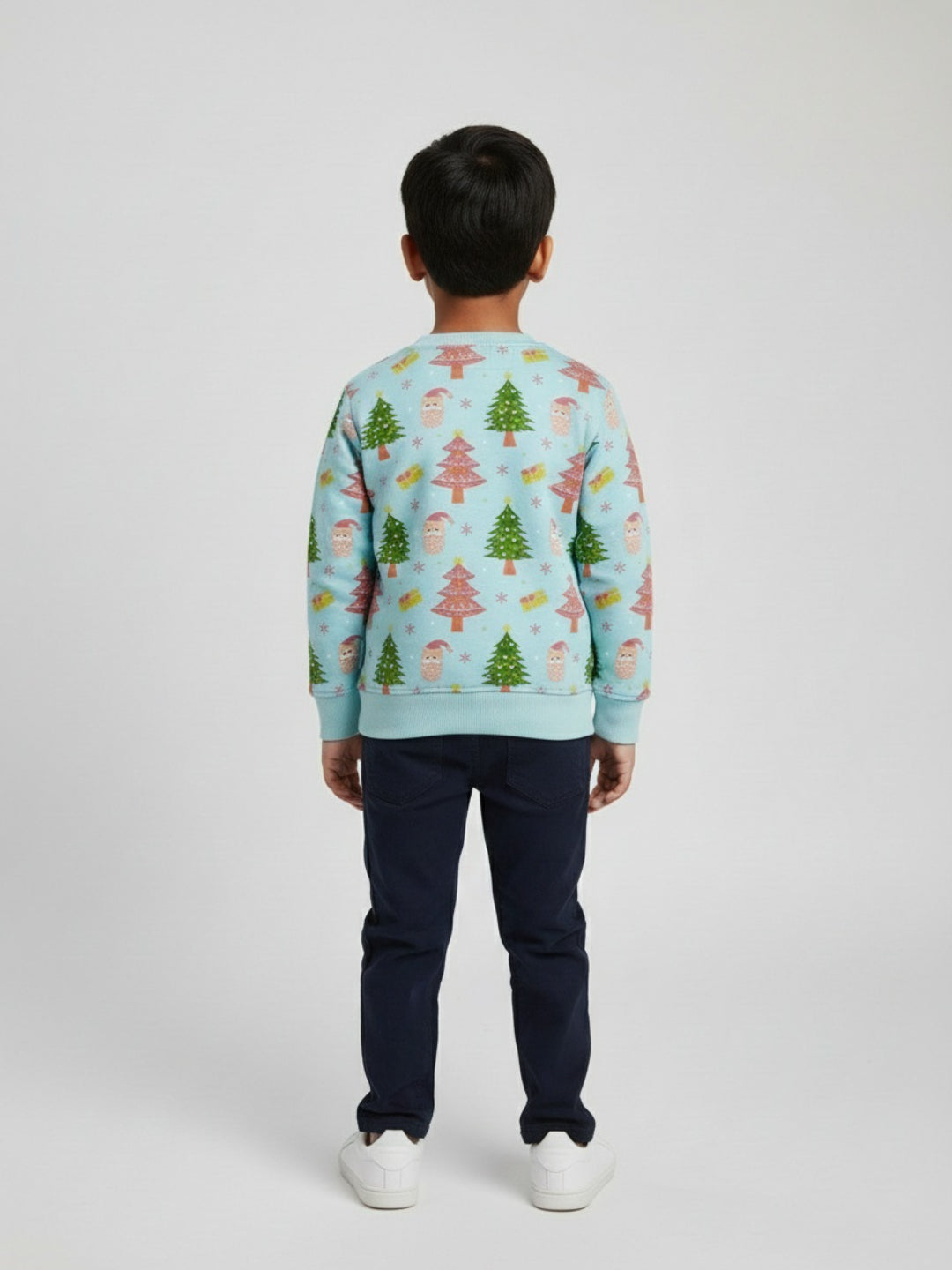 Biglilpeople Christmas Print Light Blue Sweatshirt