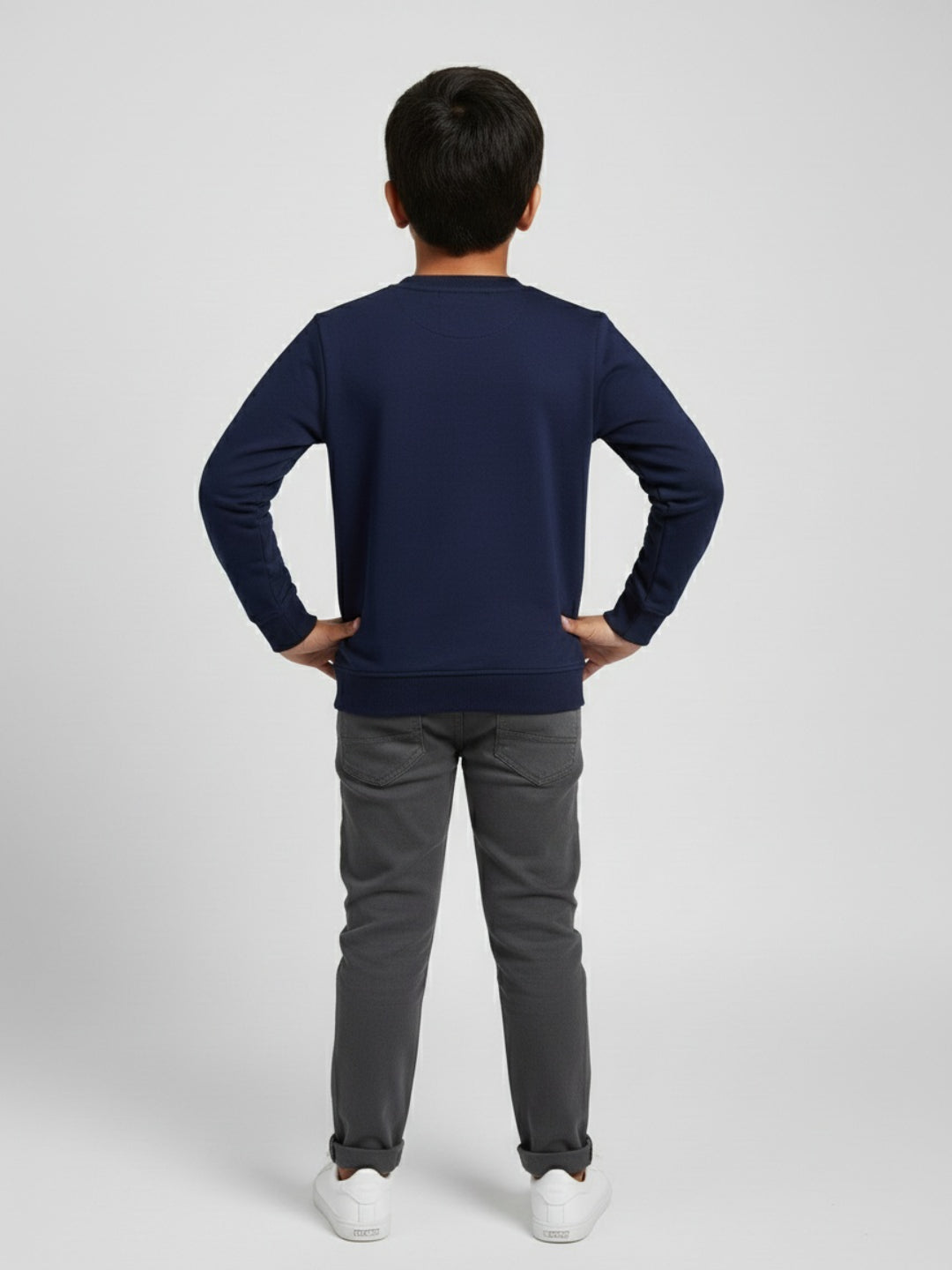 Biglilpeople Space Embroidered Dark Blue Sweatshirt