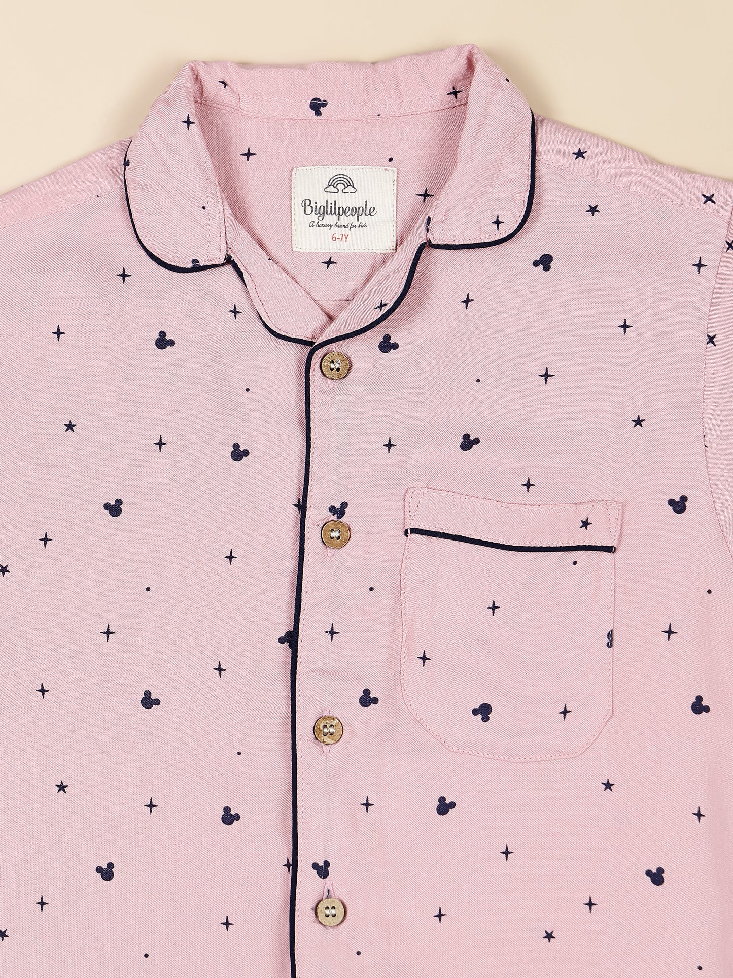 Notched Collared SleepSuits in Mickey Print for Girls