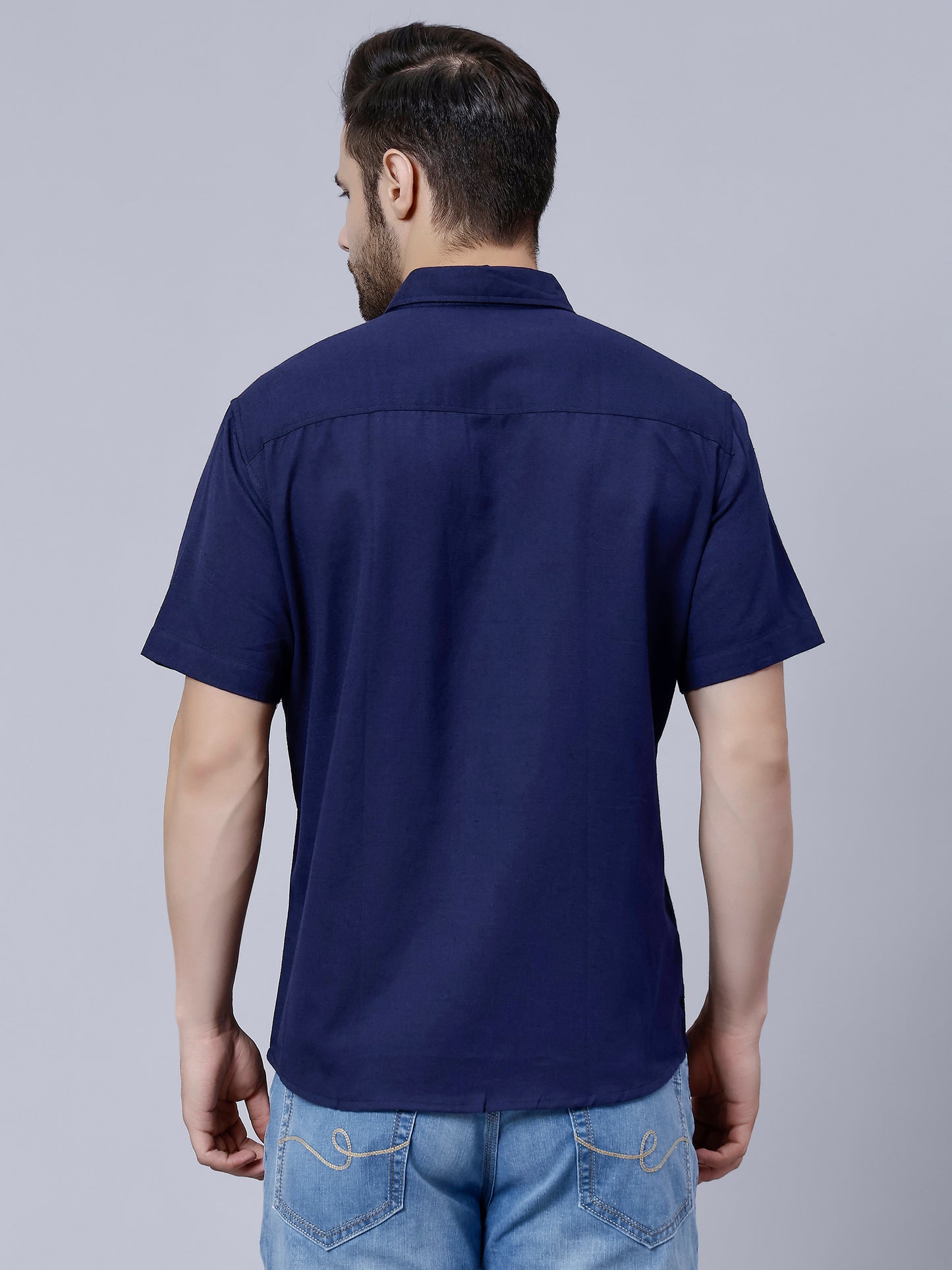 Linen Shirt for Men- Navy
