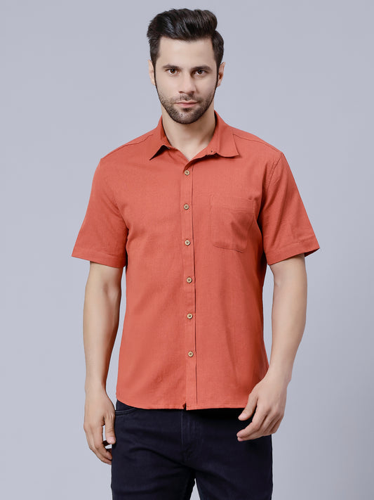 Linen Shirt for Men- Rust