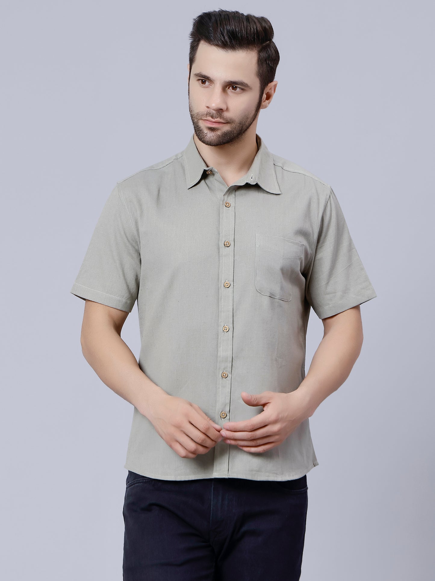 Linen Shirt for Men- Grey