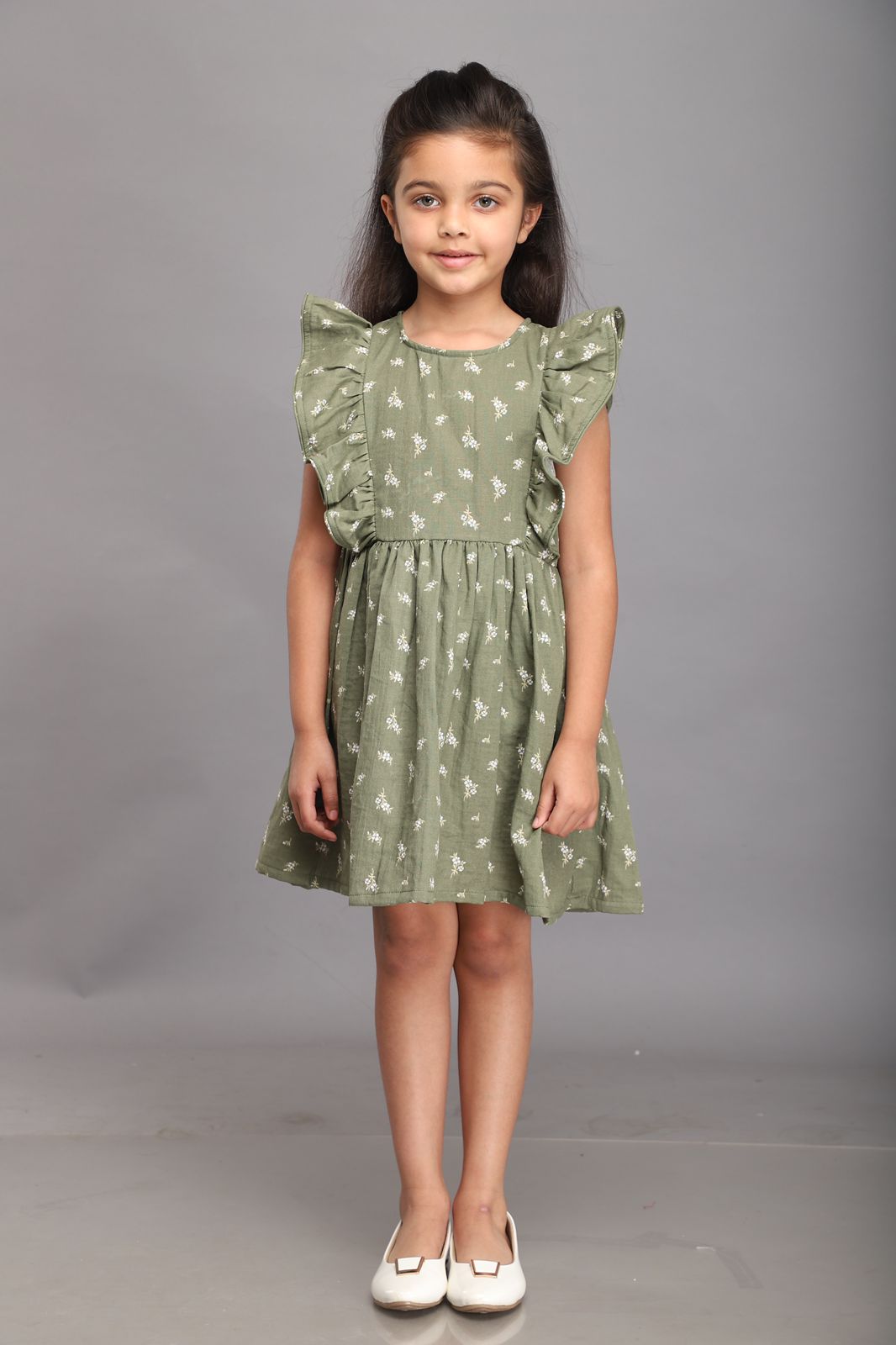 Olive Floral Dress
