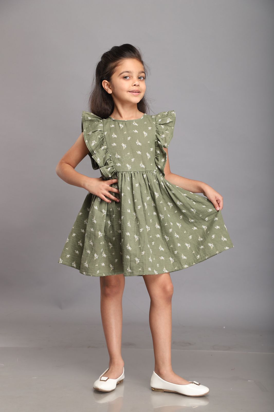 Olive Floral Dress