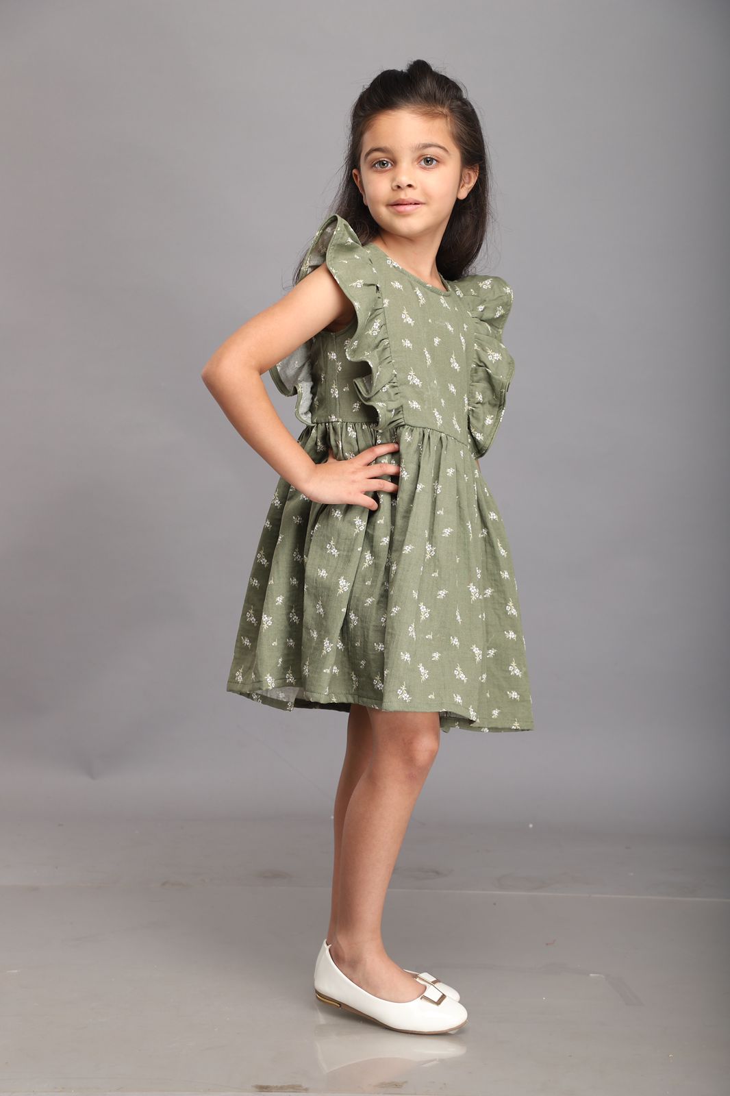 Olive Floral Dress