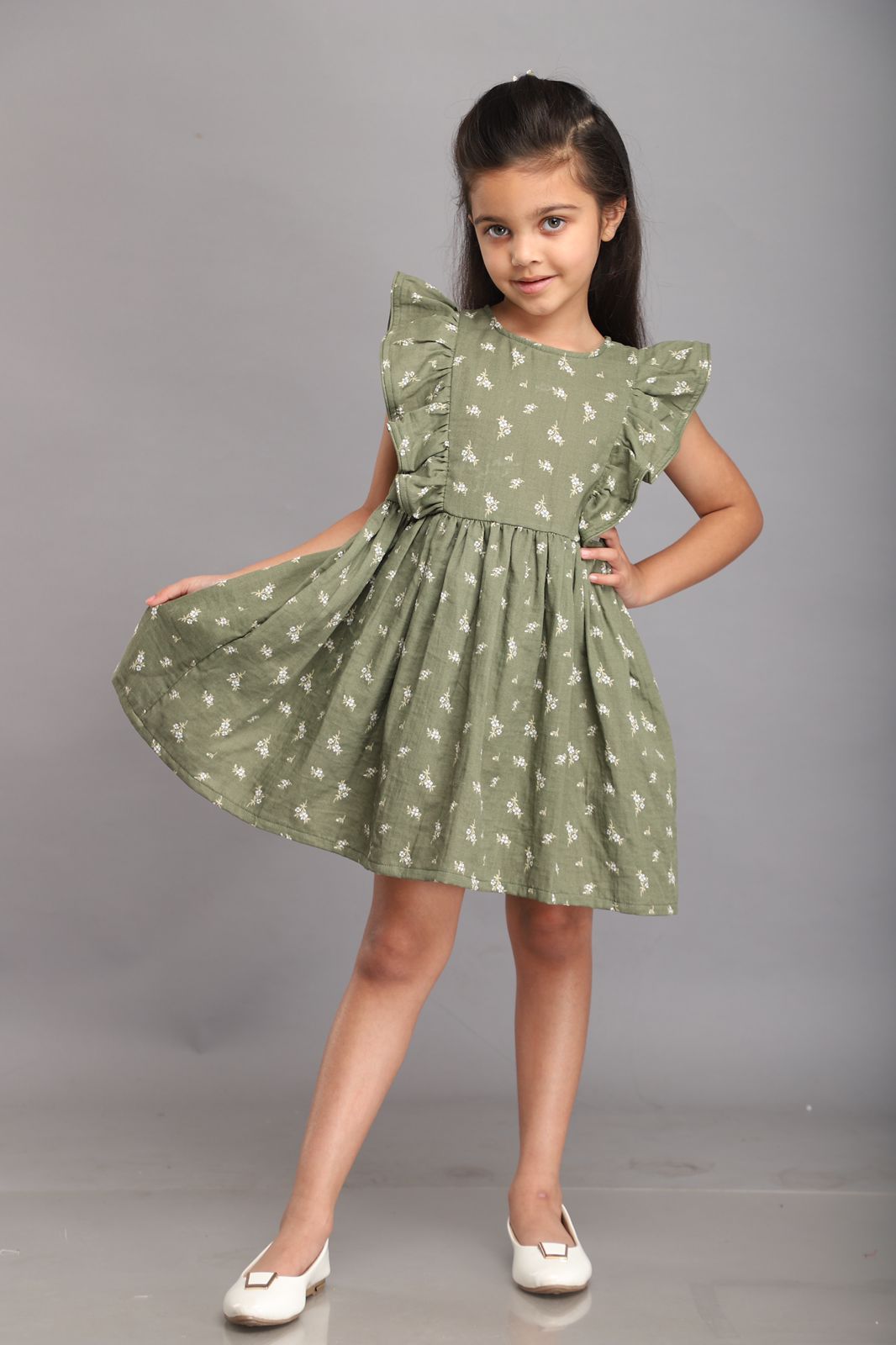 Olive Floral Dress