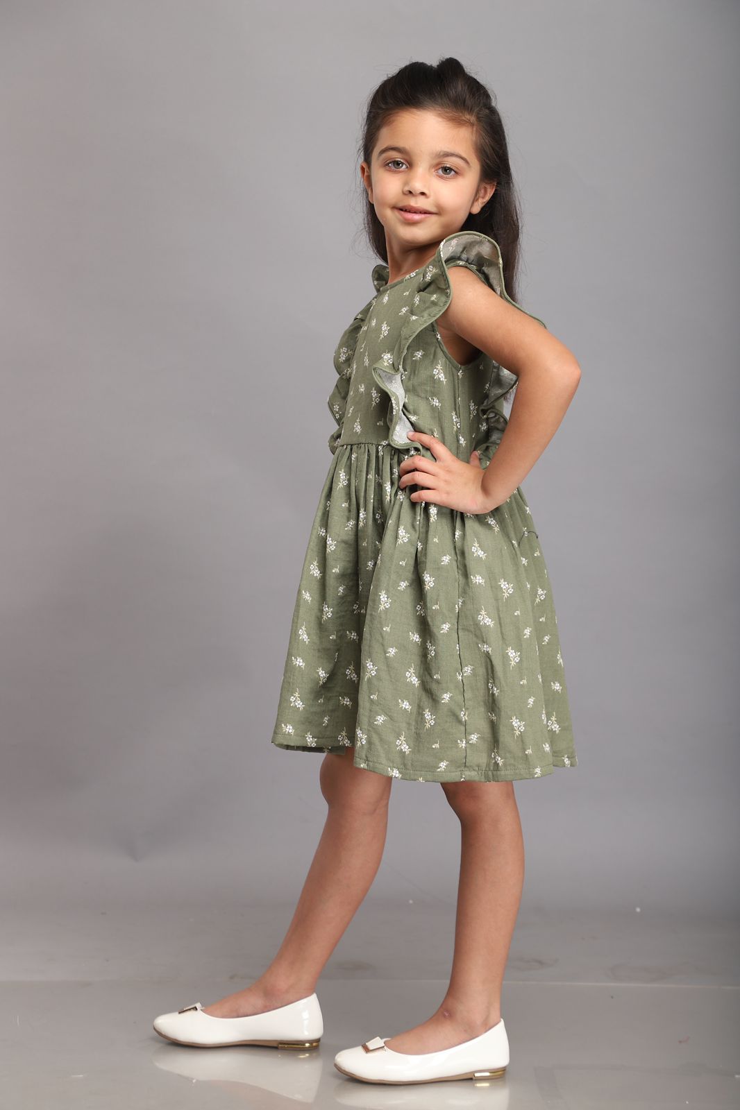 Olive Floral Dress