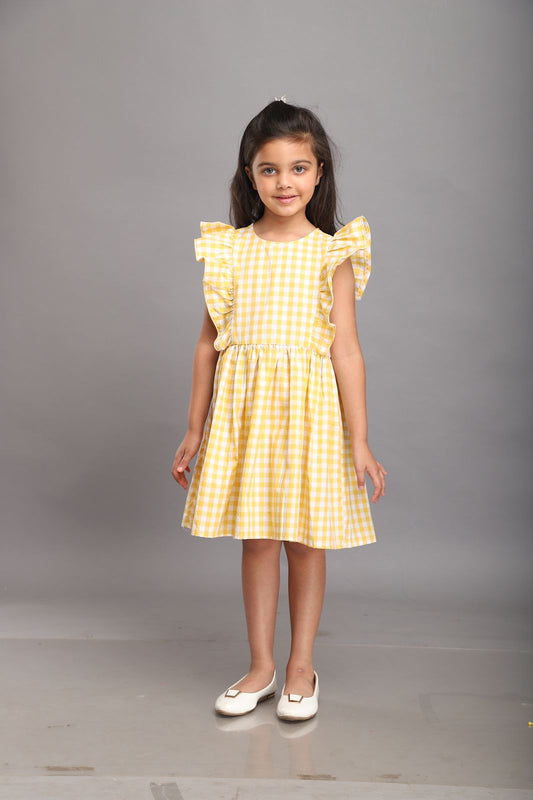 Yellow & White Checks Dress