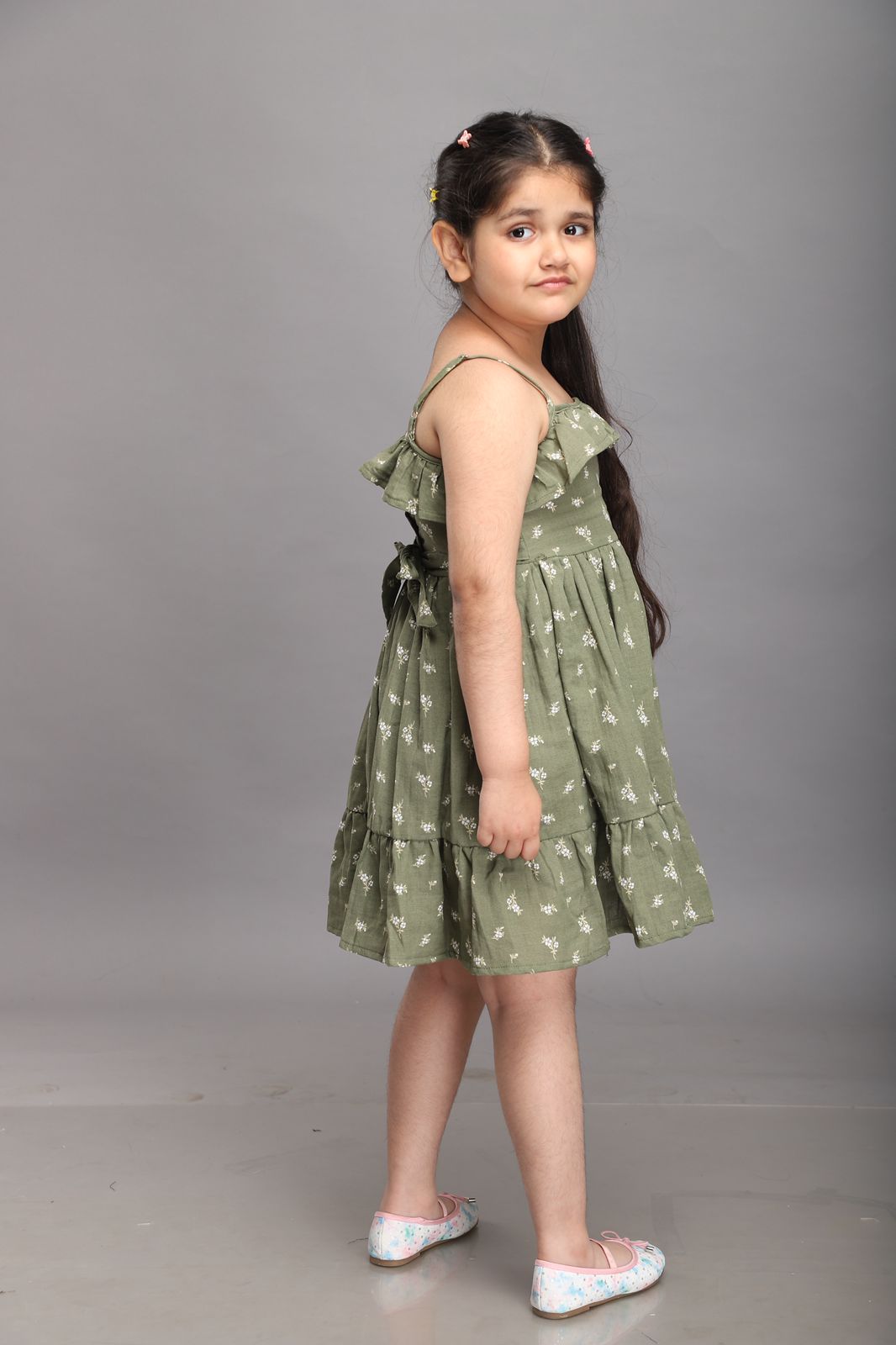 Floral Strappy Summer Dress- Olive