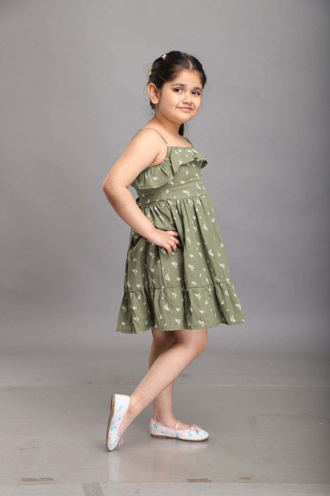 Floral Strappy Summer Dress- Olive