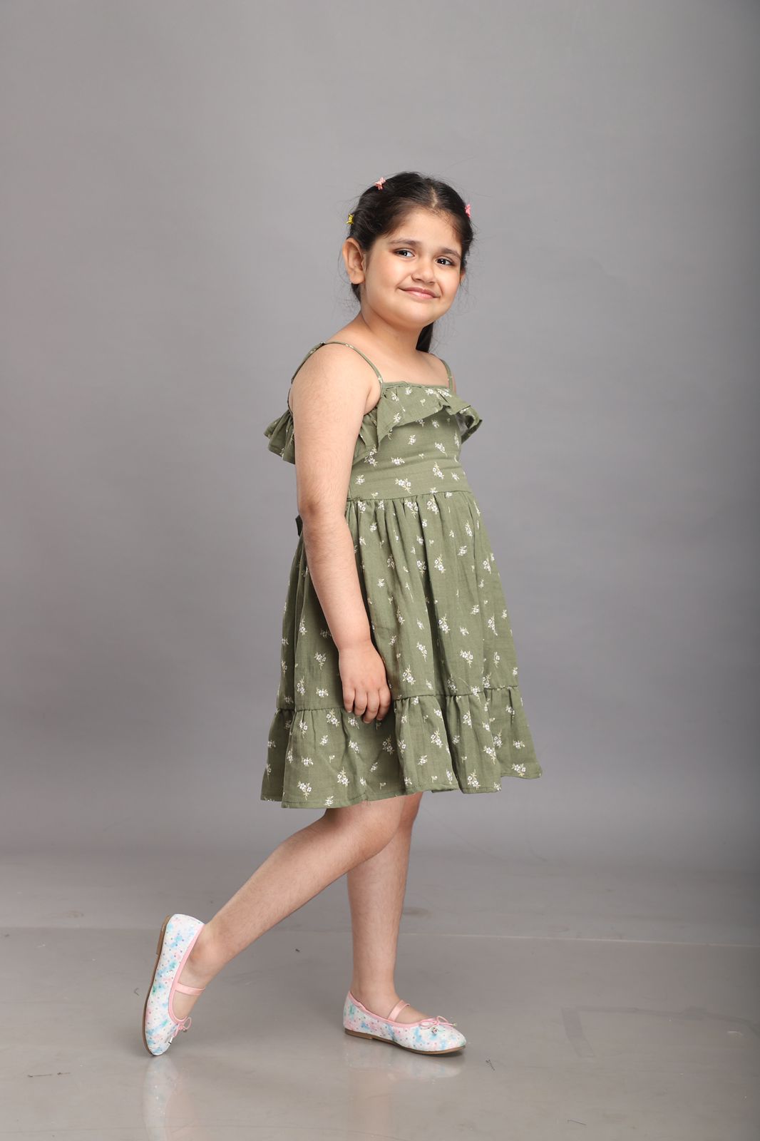 Floral Strappy Summer Dress- Olive