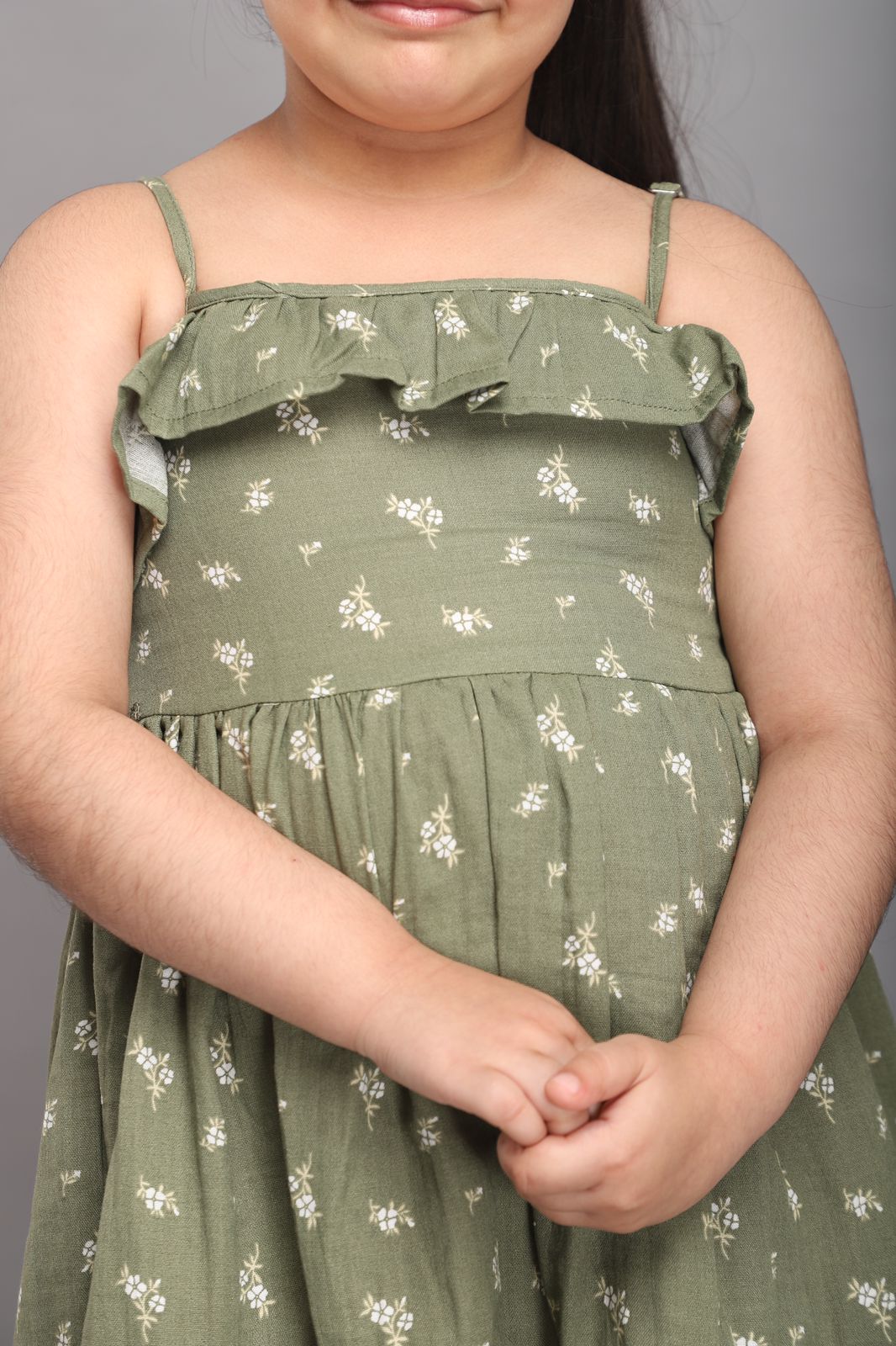 Floral Strappy Summer Dress- Olive