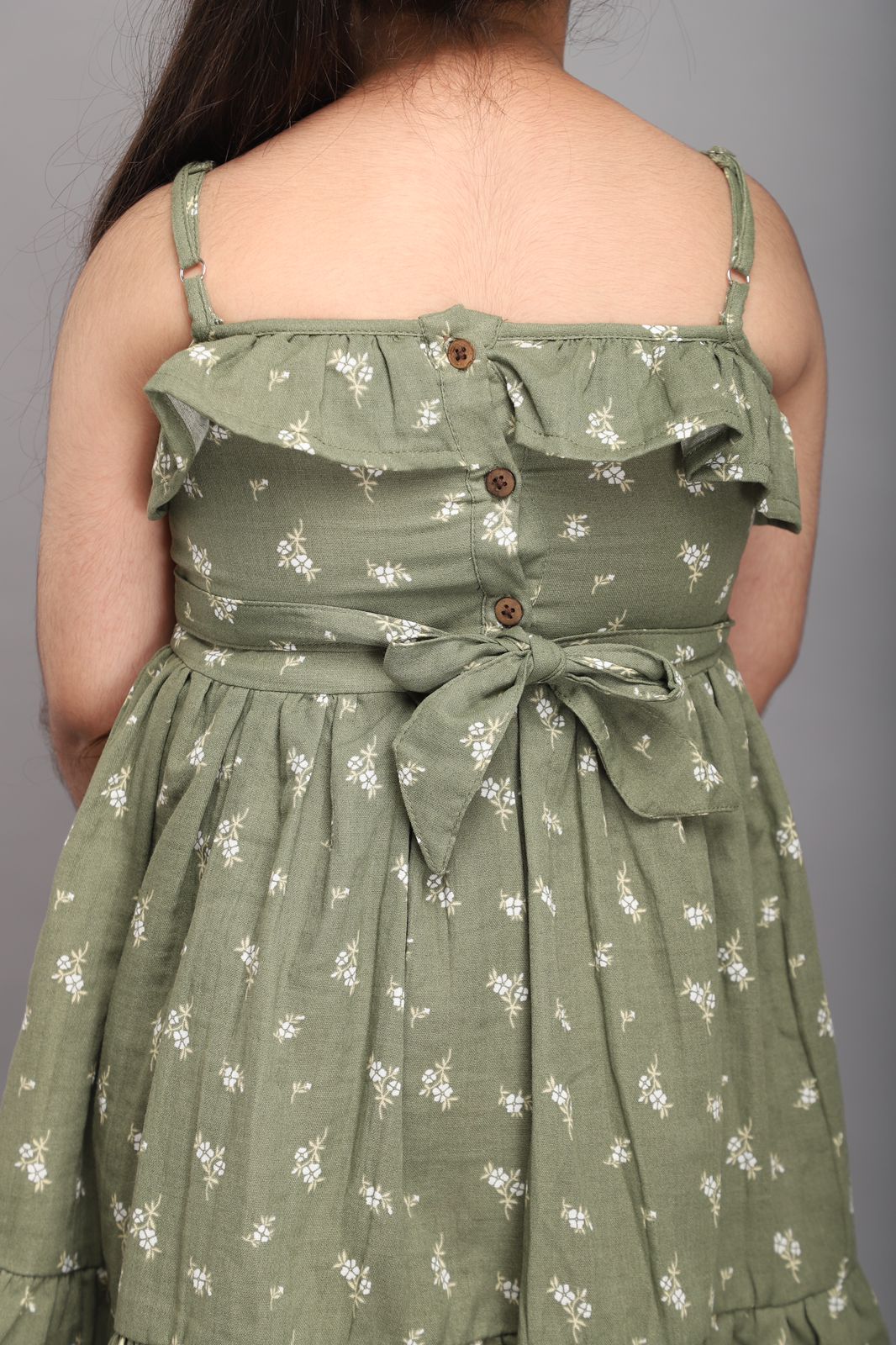 Floral Strappy Summer Dress- Olive