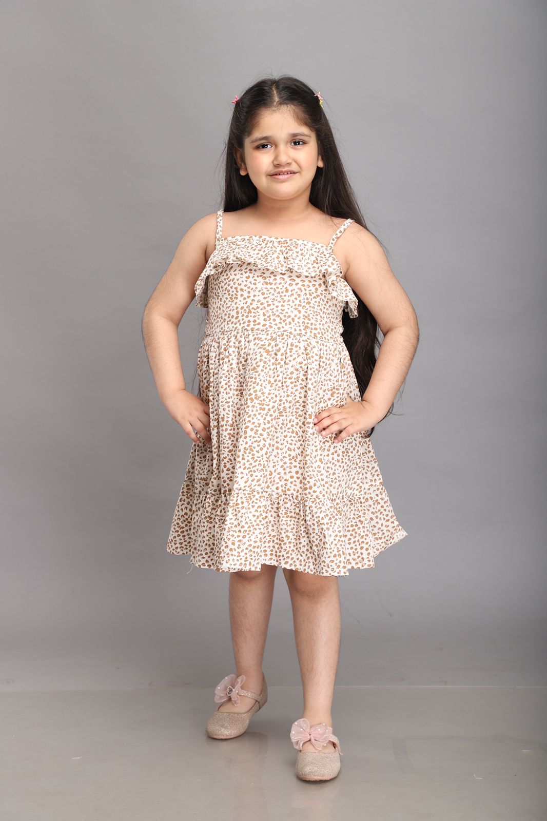 Animal Print Strappy Summer Dress- White