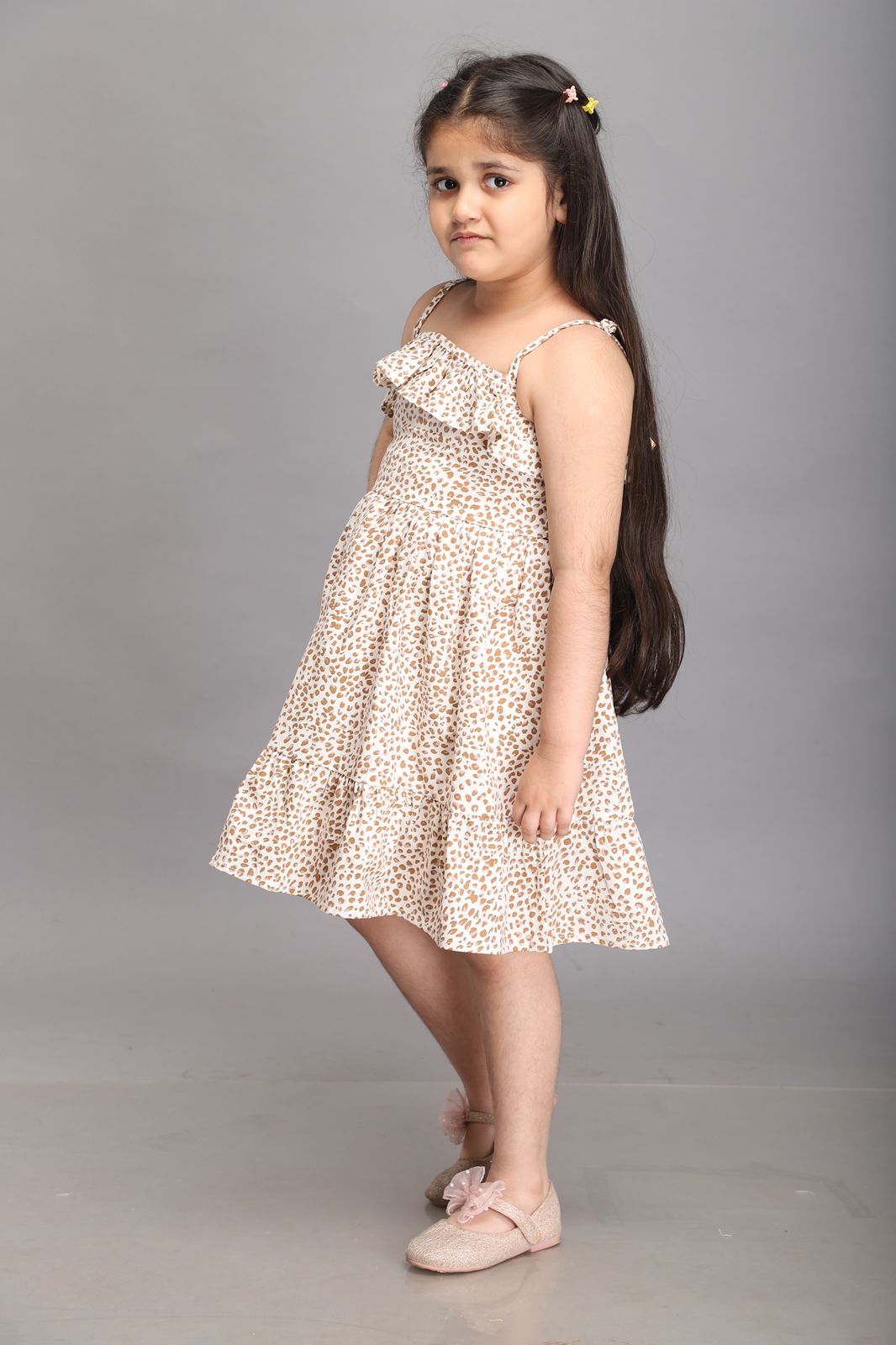 Animal Print Strappy Summer Dress- White