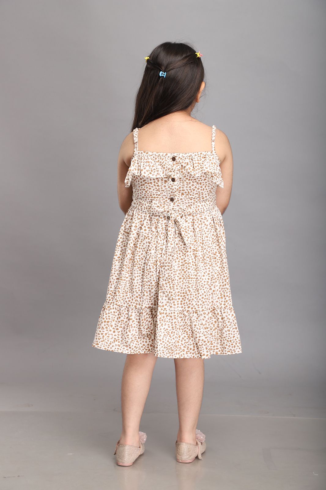 Animal Print Strappy Summer Dress- White