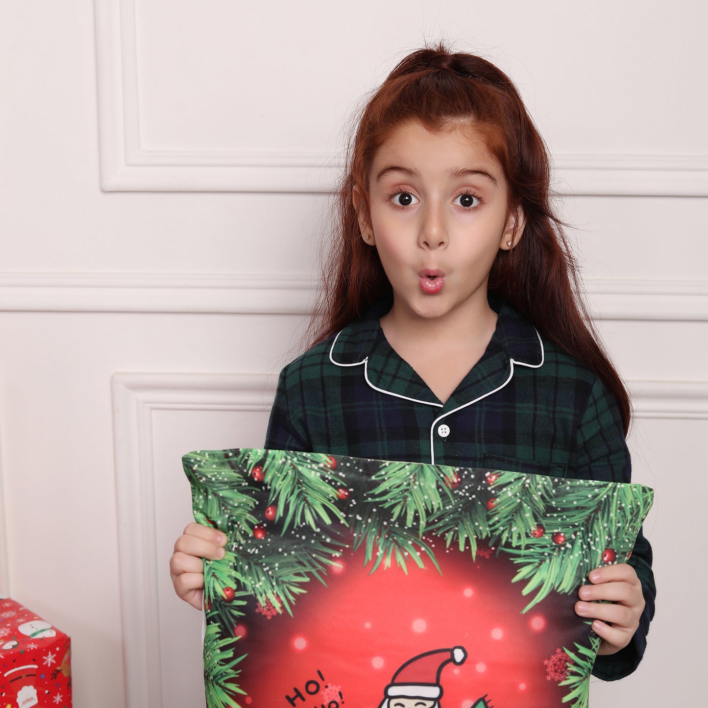 Classic Christmas Green Plaid PJ Set for Girls & Boys