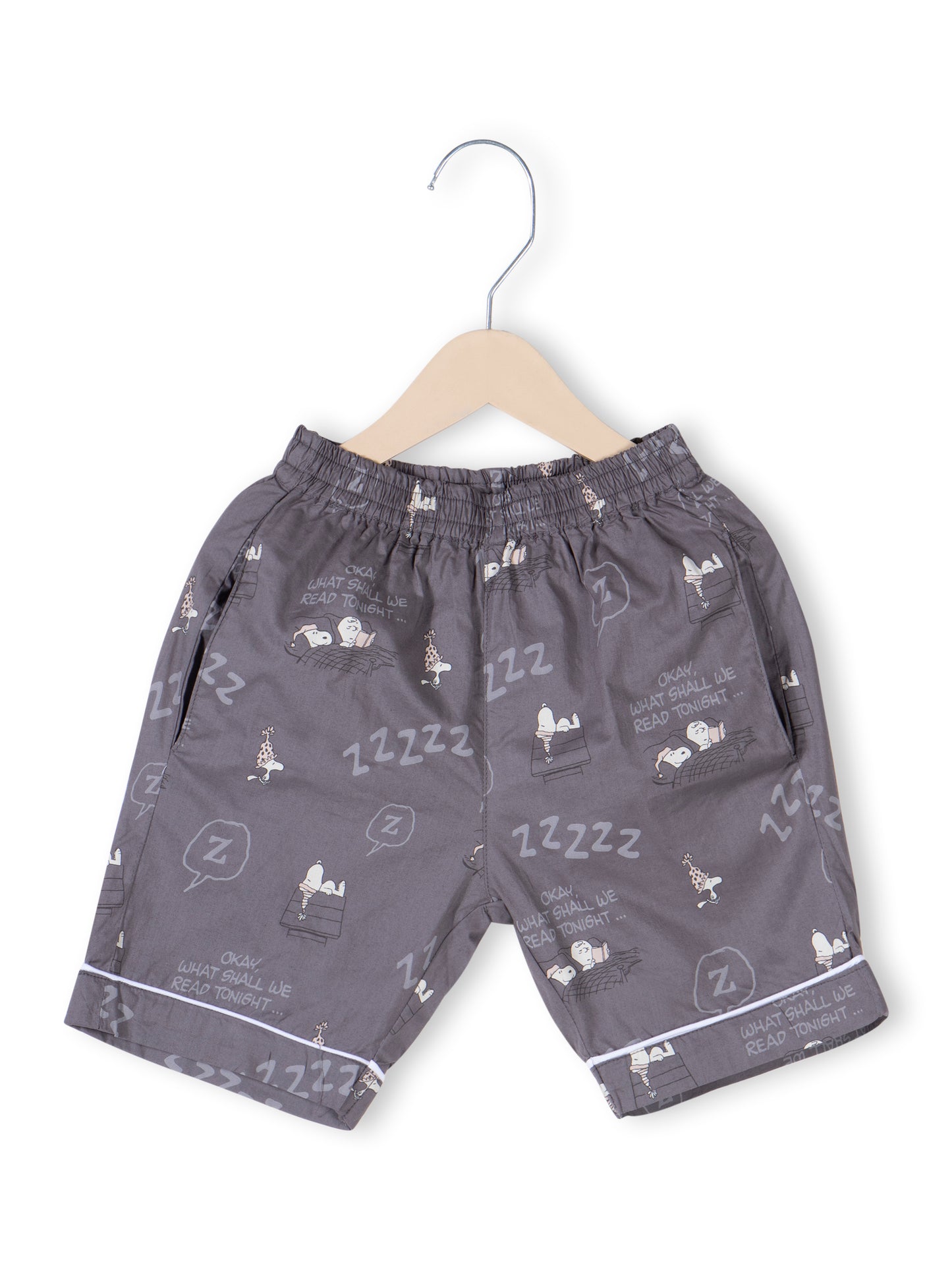 Notched Night suit for Girls & Boys- Grey