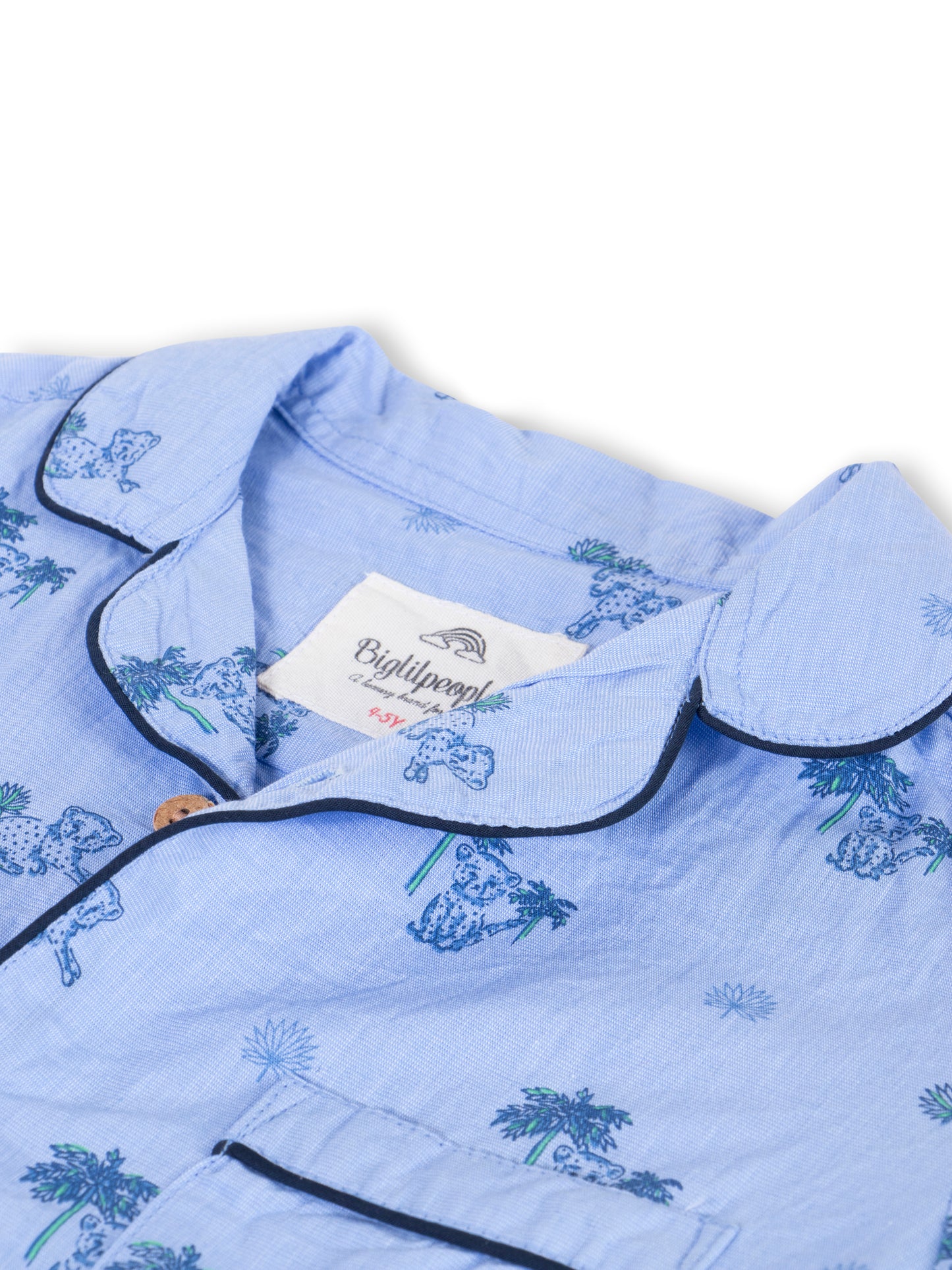 Notched Lil Cub Print Night Suits for Girls & Boys