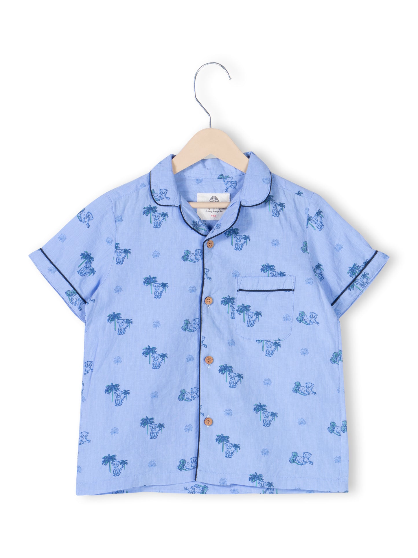 Notched Lil Cub Print Night Suits for Girls & Boys