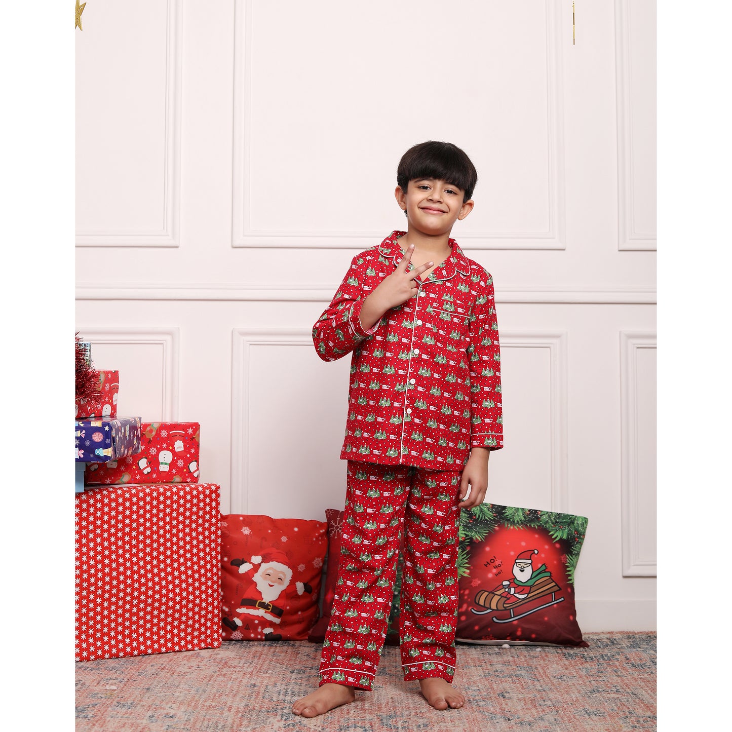 Christmas Print Night Suits For Girls & Boys