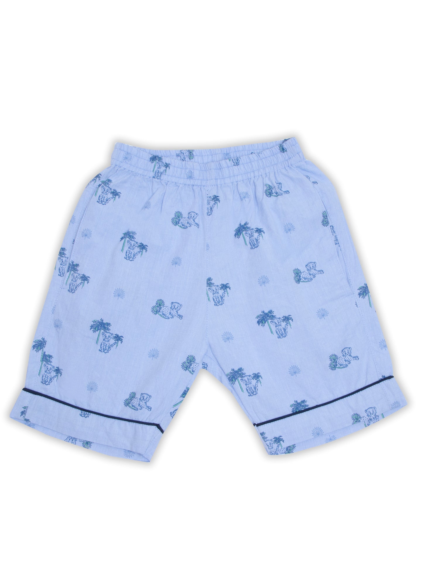 Notched Lil Cub Print Night Suits for Girls & Boys