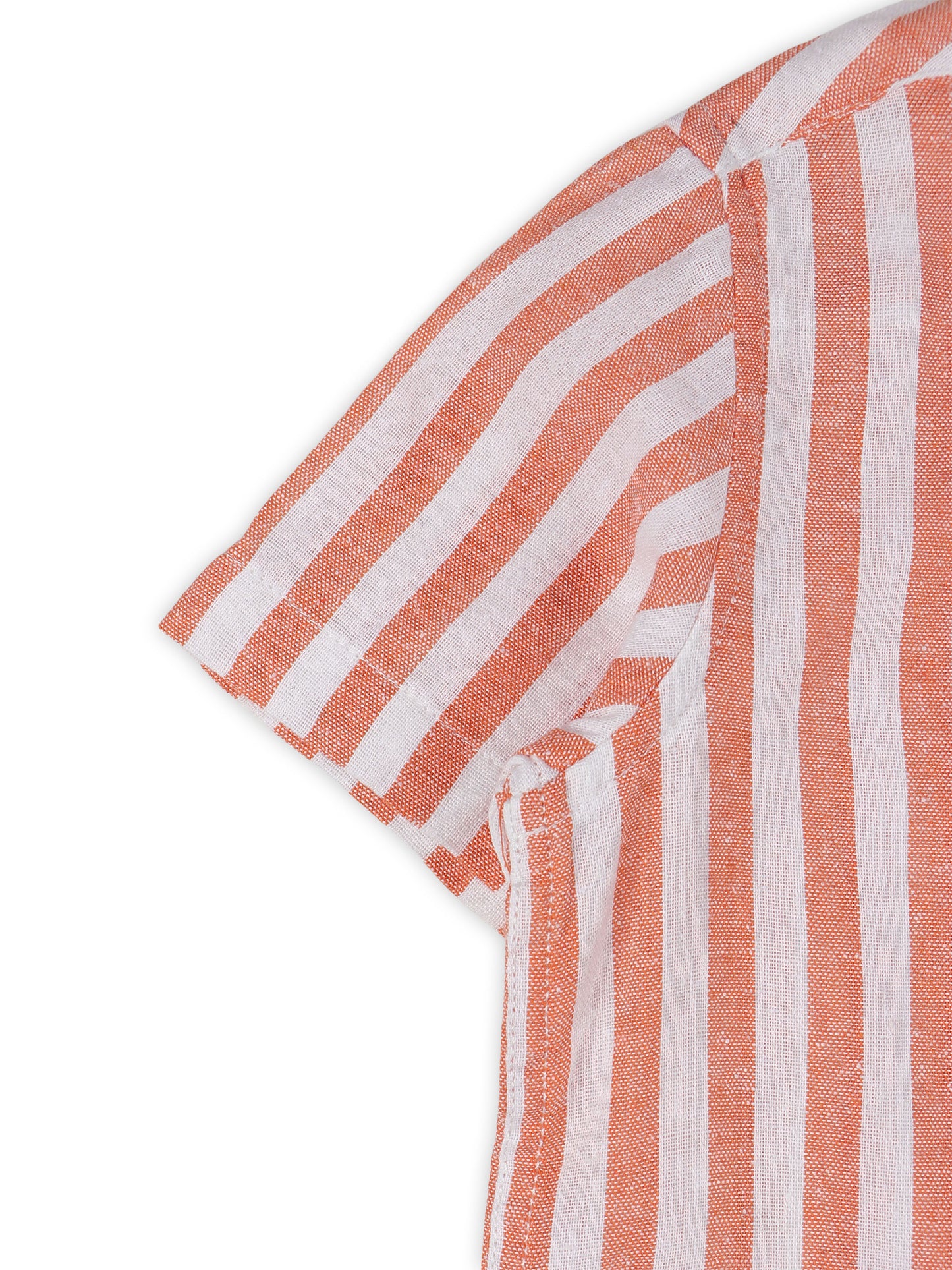 Spread Collar Striped Linen Shirt For Boys - Orange