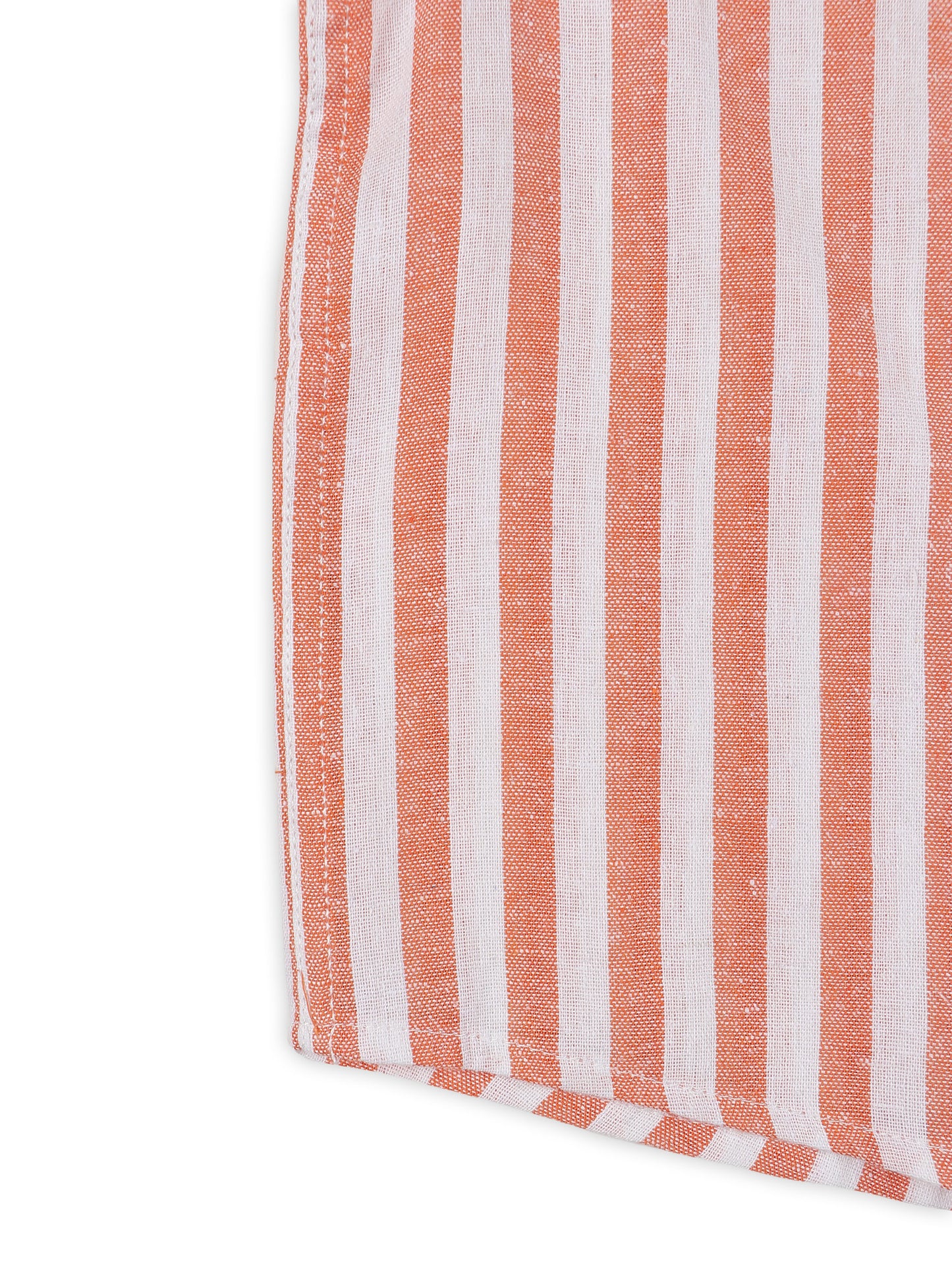 Spread Collar Striped Linen Shirt For Boys - Orange