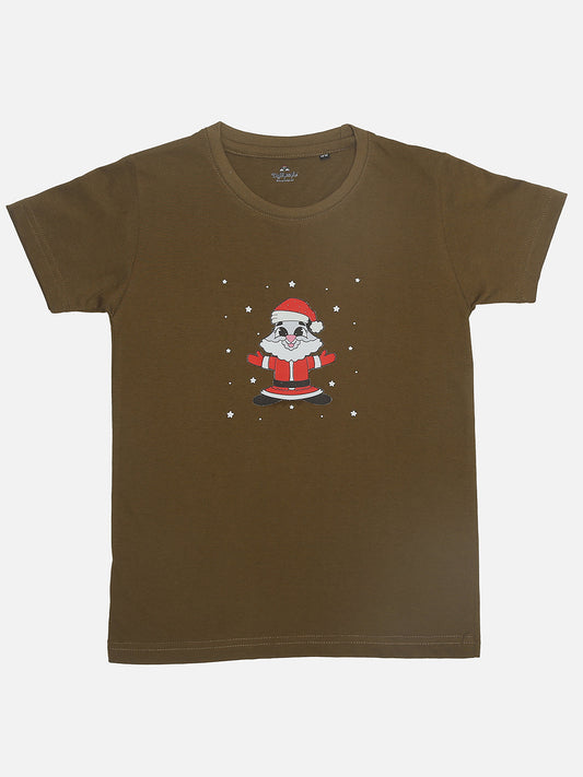 Happy Santa Hugs T-Shirt - Olive