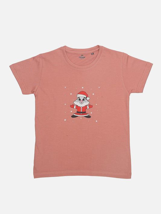 Happy Santa Hugs T-Shirt - Salmon Pink