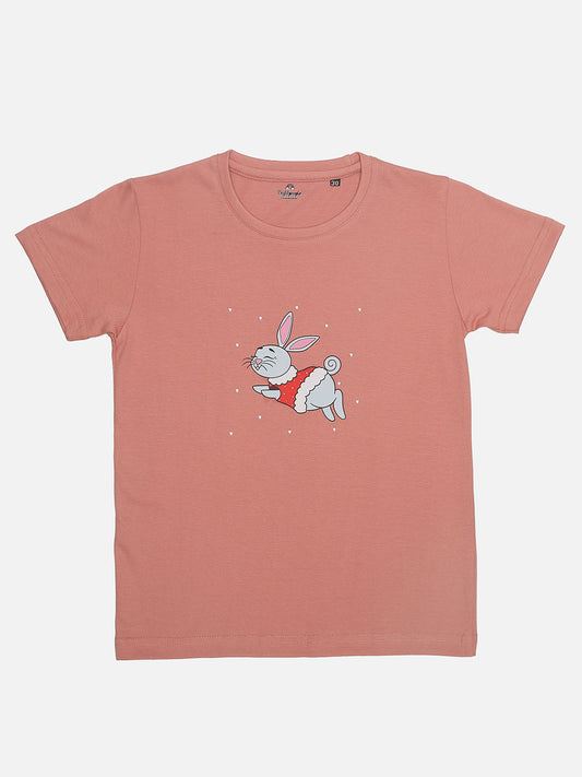 Snuggly Bunny T-Shirt - Salmon Pink
