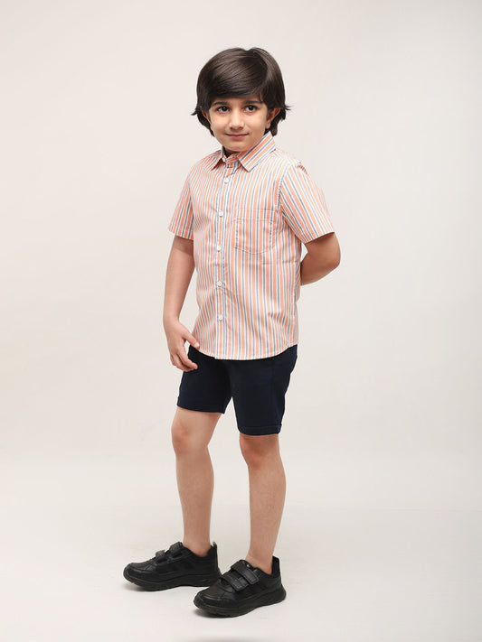 Orange striped shirt with shorts for Boys