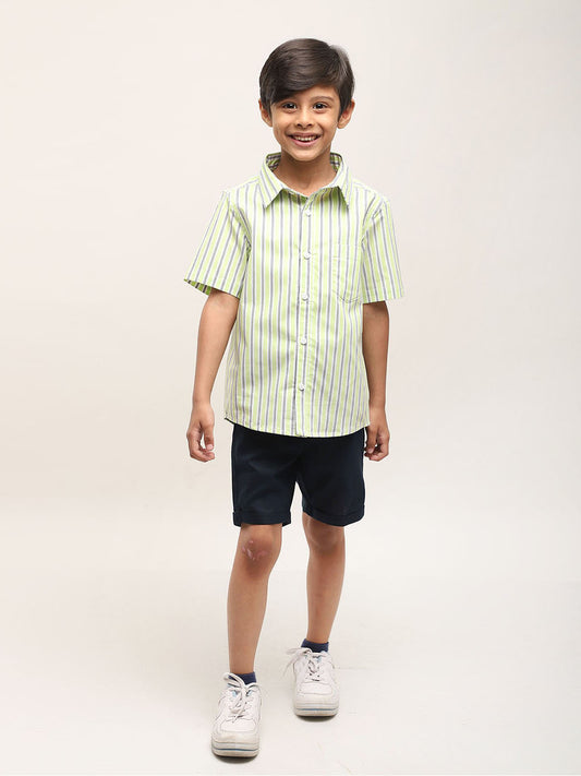 Green striped shirt with shorts for Boys