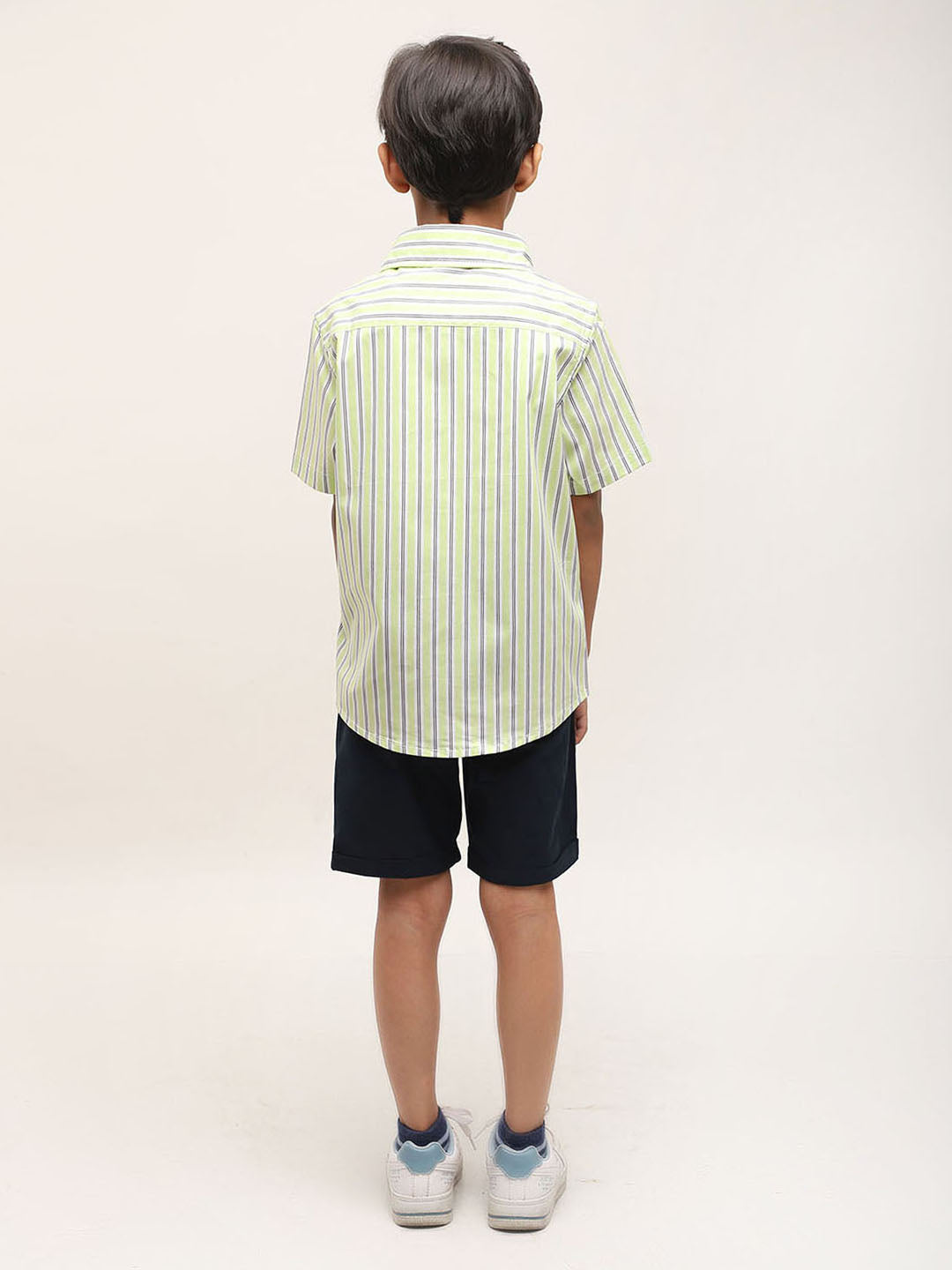 Green striped shirt with shorts for Boys