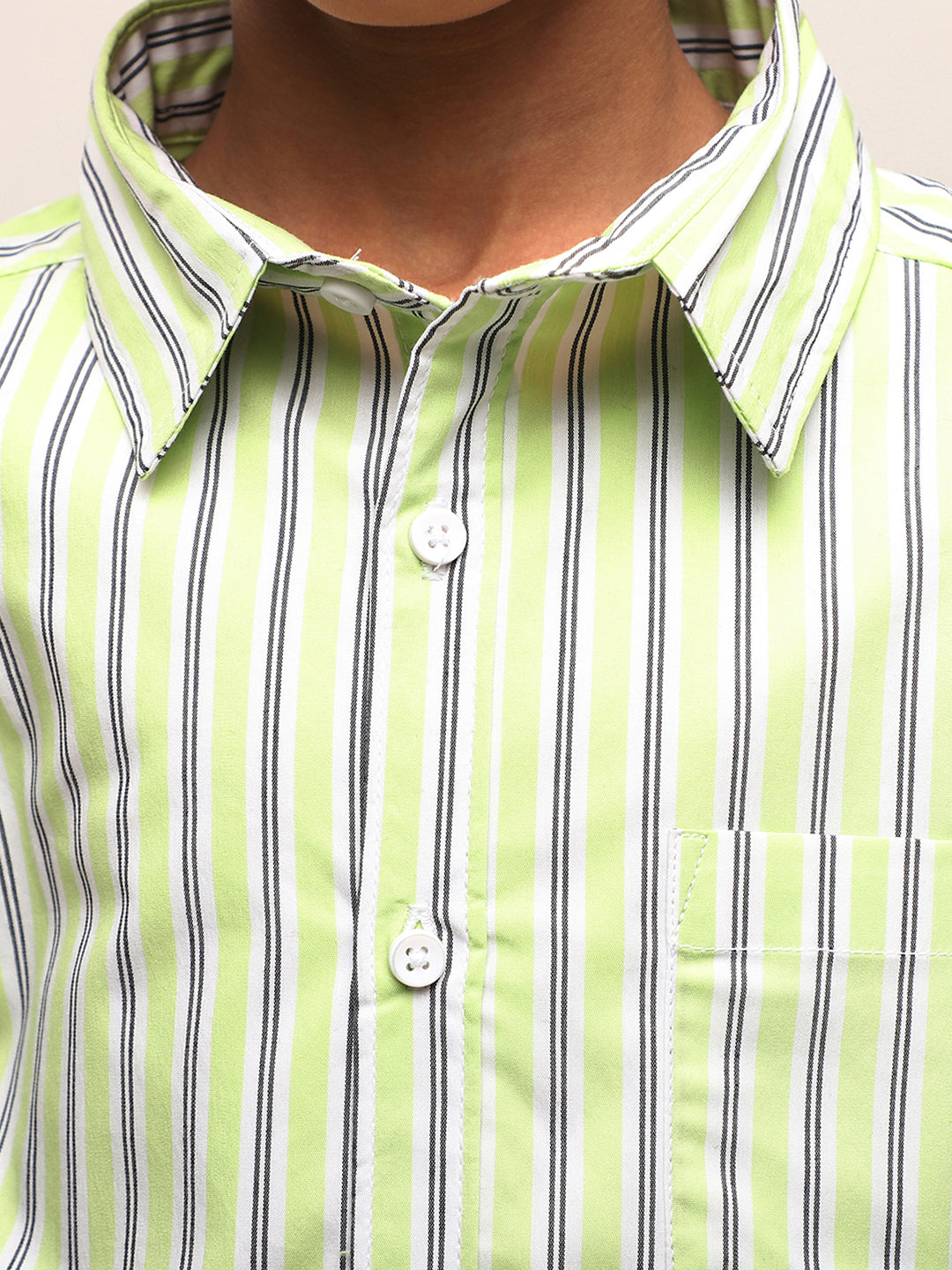 Green striped shirt with shorts for Boys