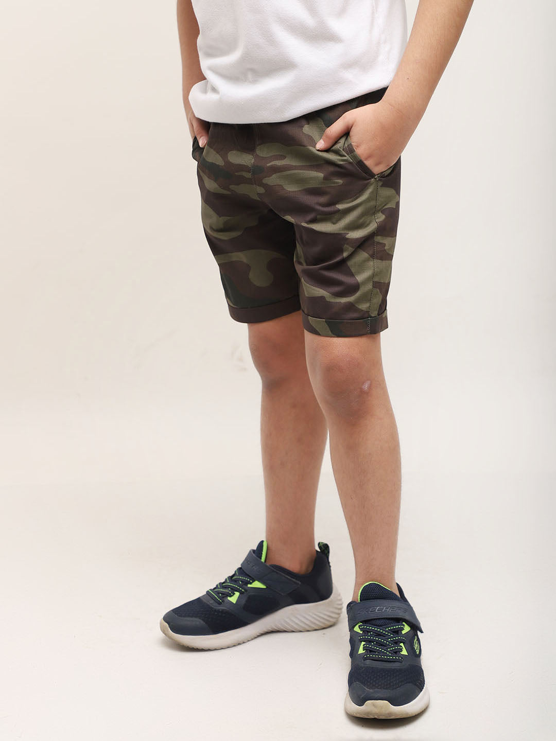 Camouflage Shorts for Boys - Olive