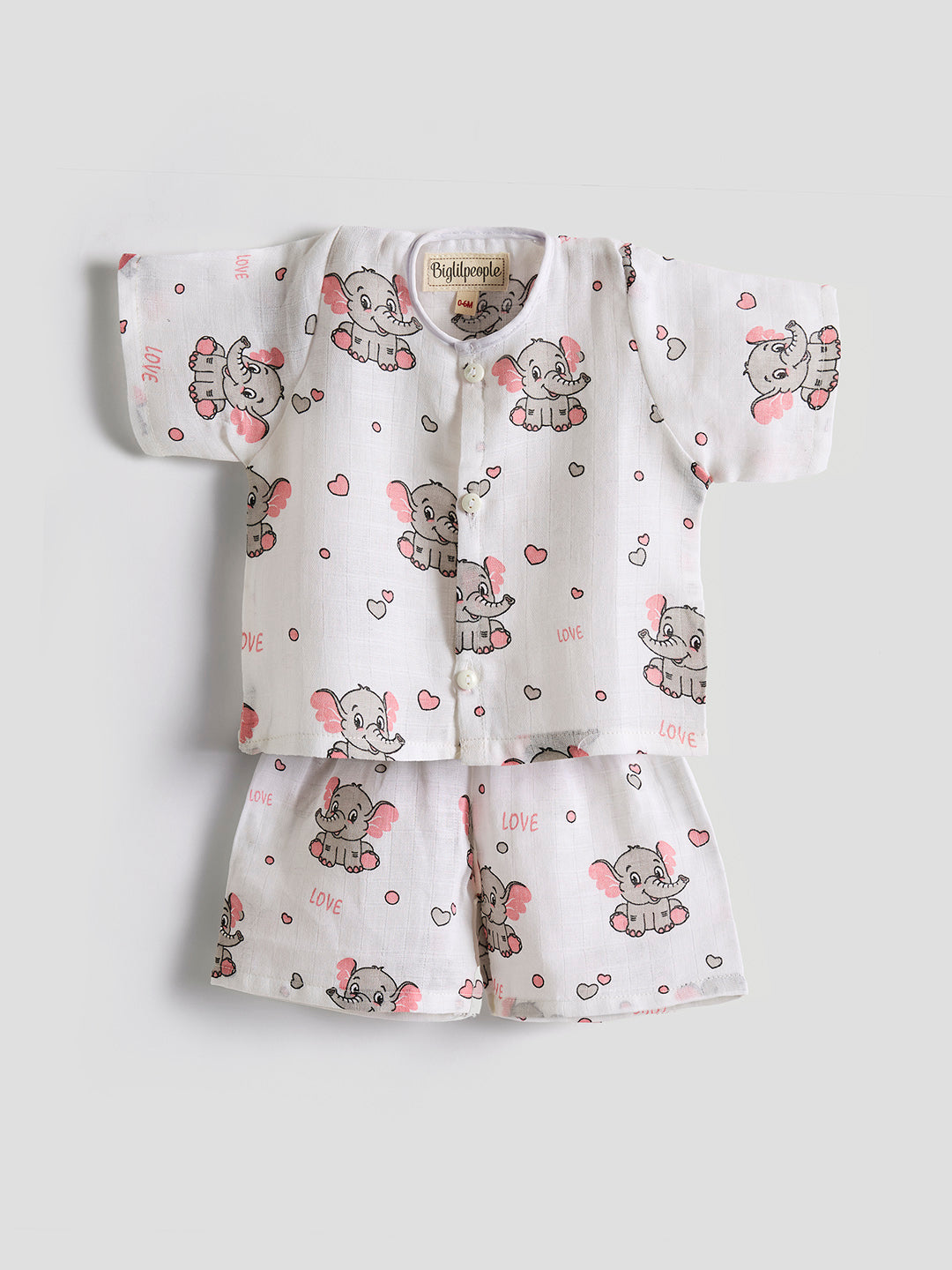 Infants' 100% Cotton Muslin Co-ord Set Soft & Comfy (Elephants)