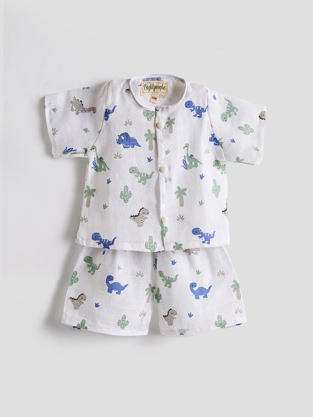 Infants' 100% Cotton Muslin Co-ord Set Soft & Comfy (Dino)