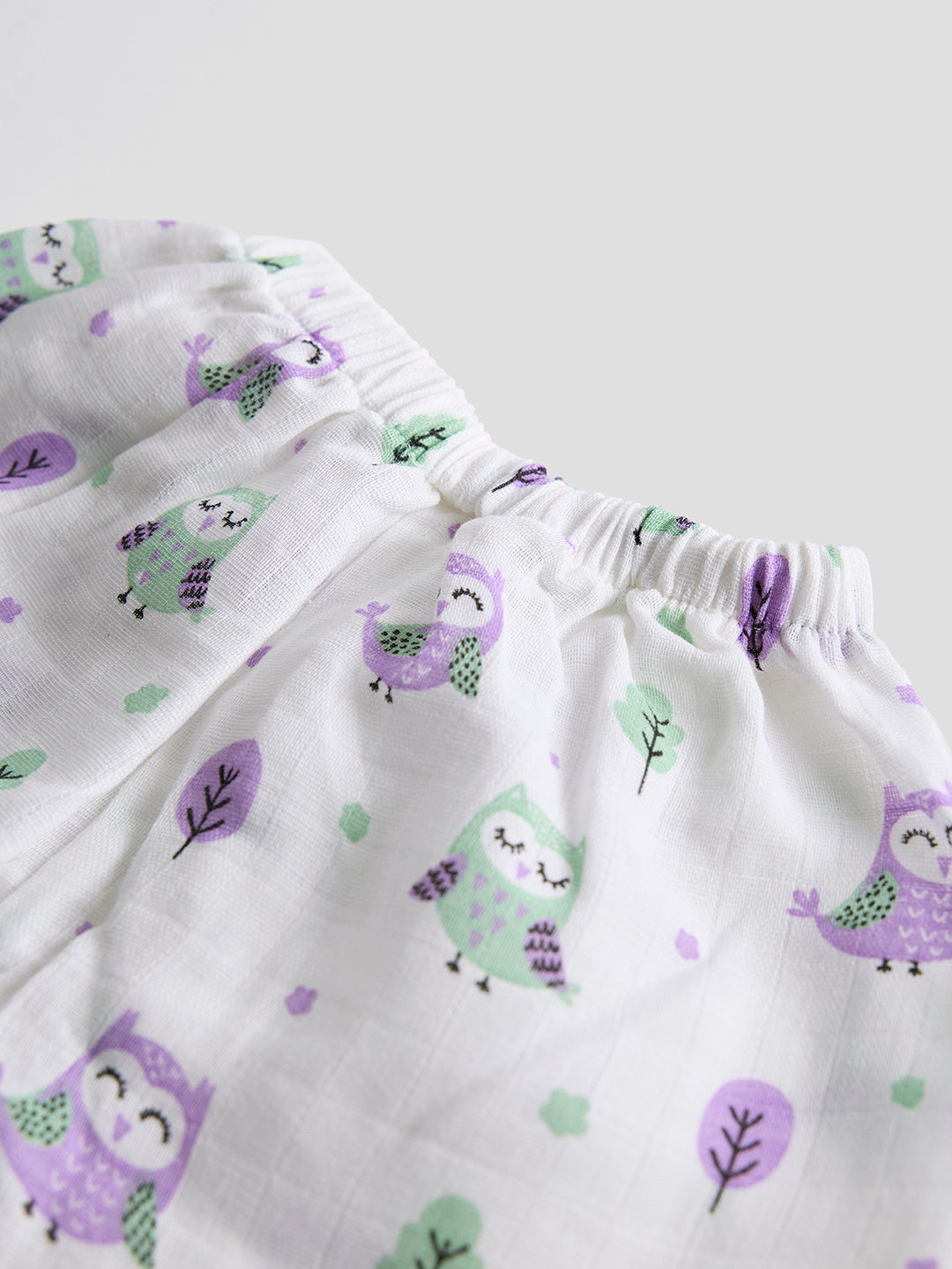 Infants' 100% Cotton Muslin Co-ord Set Soft & Comfy (Owl)